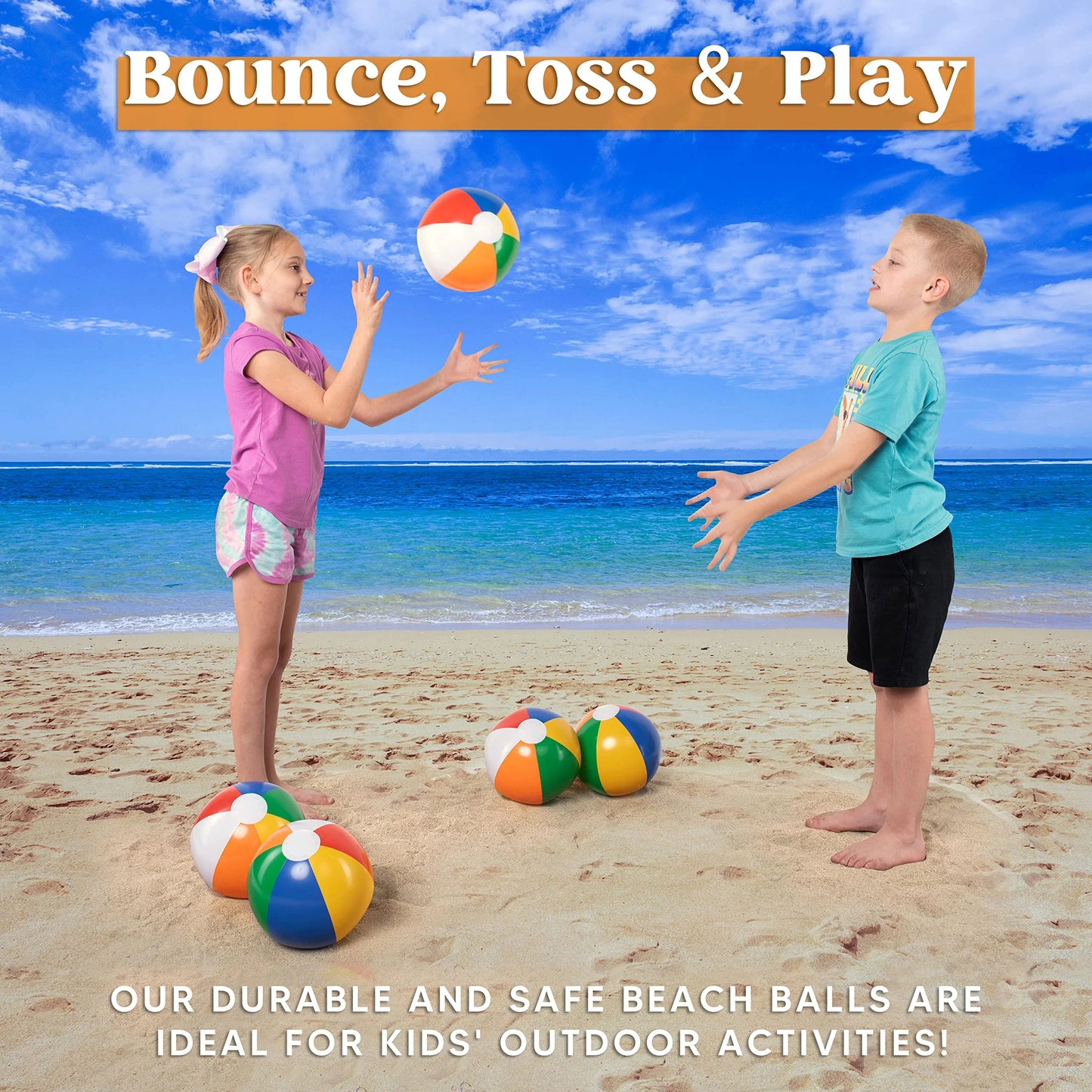 JOYFY 12 Pcs Inflatable Beach Balls,16" Large Rainbow Beach Balls Bulk for Pool Parties,Summer Beach Pool Party Toys for Kids and Adults
