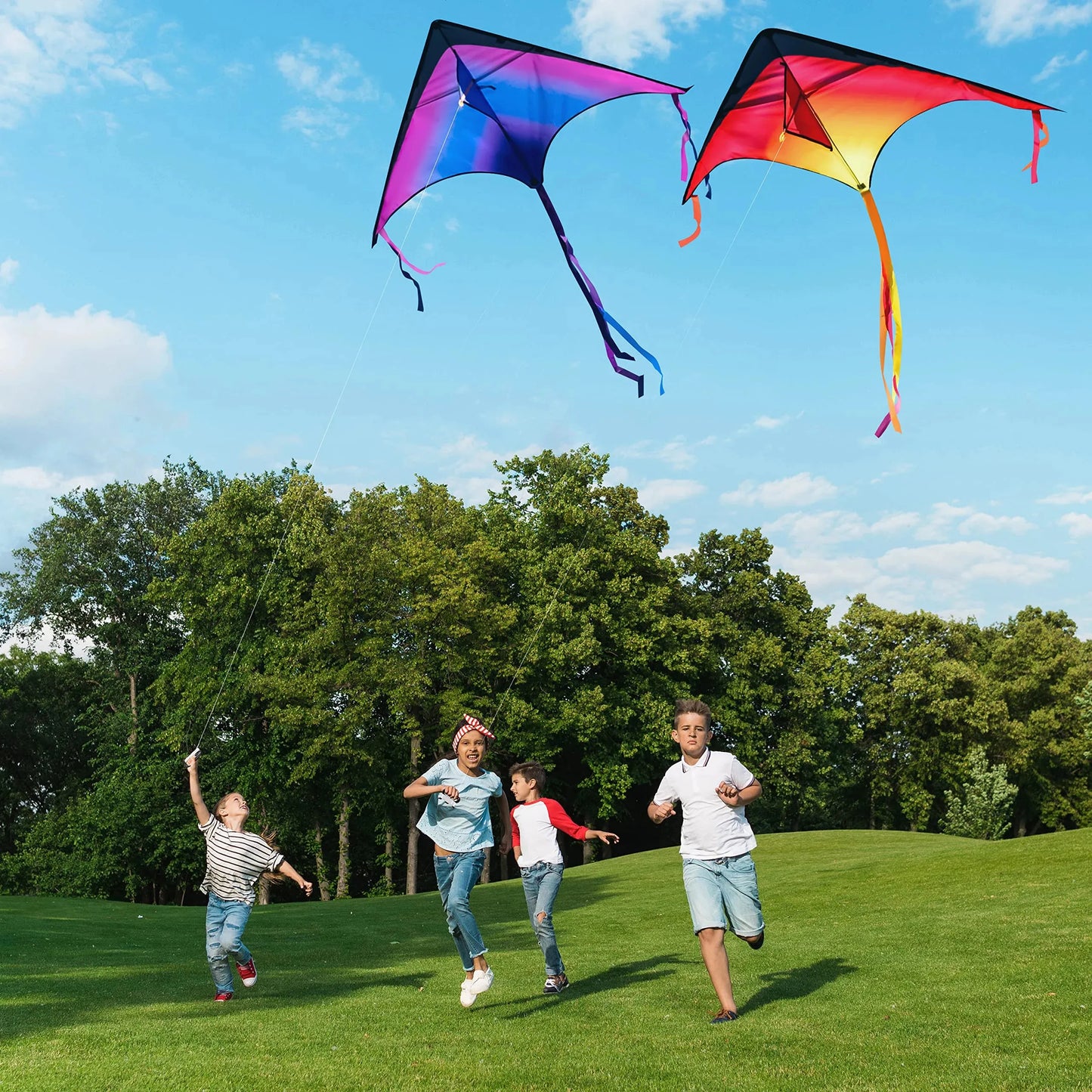 Syncfun 3 Packs Large Delta Kite, Easy to Fly Huge Kites for Kids and Adults with 262.5 ft Kite String, Beach Kite for Outdoor Games and Activities