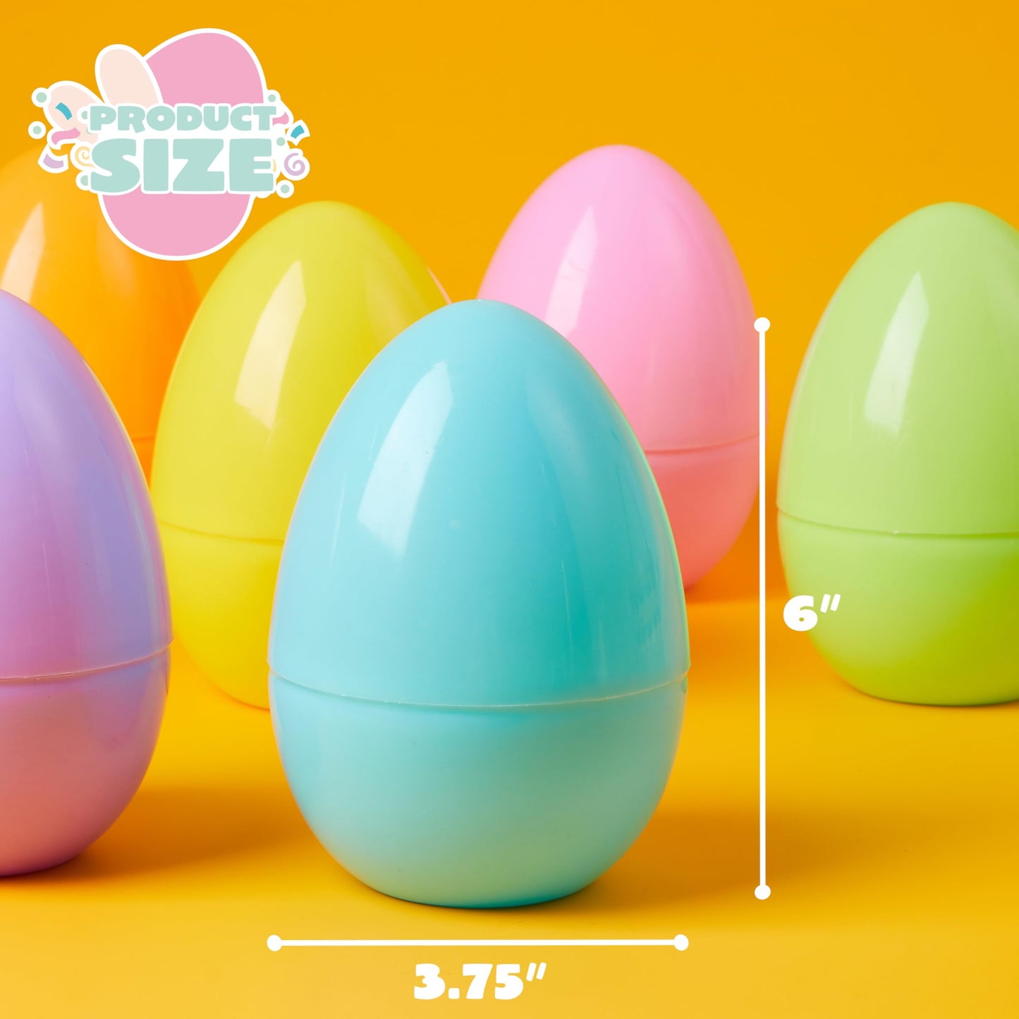 6 Pack Giant Pastel Easter Eggs, 6 Inch Plastic Eggs, Fillabl
