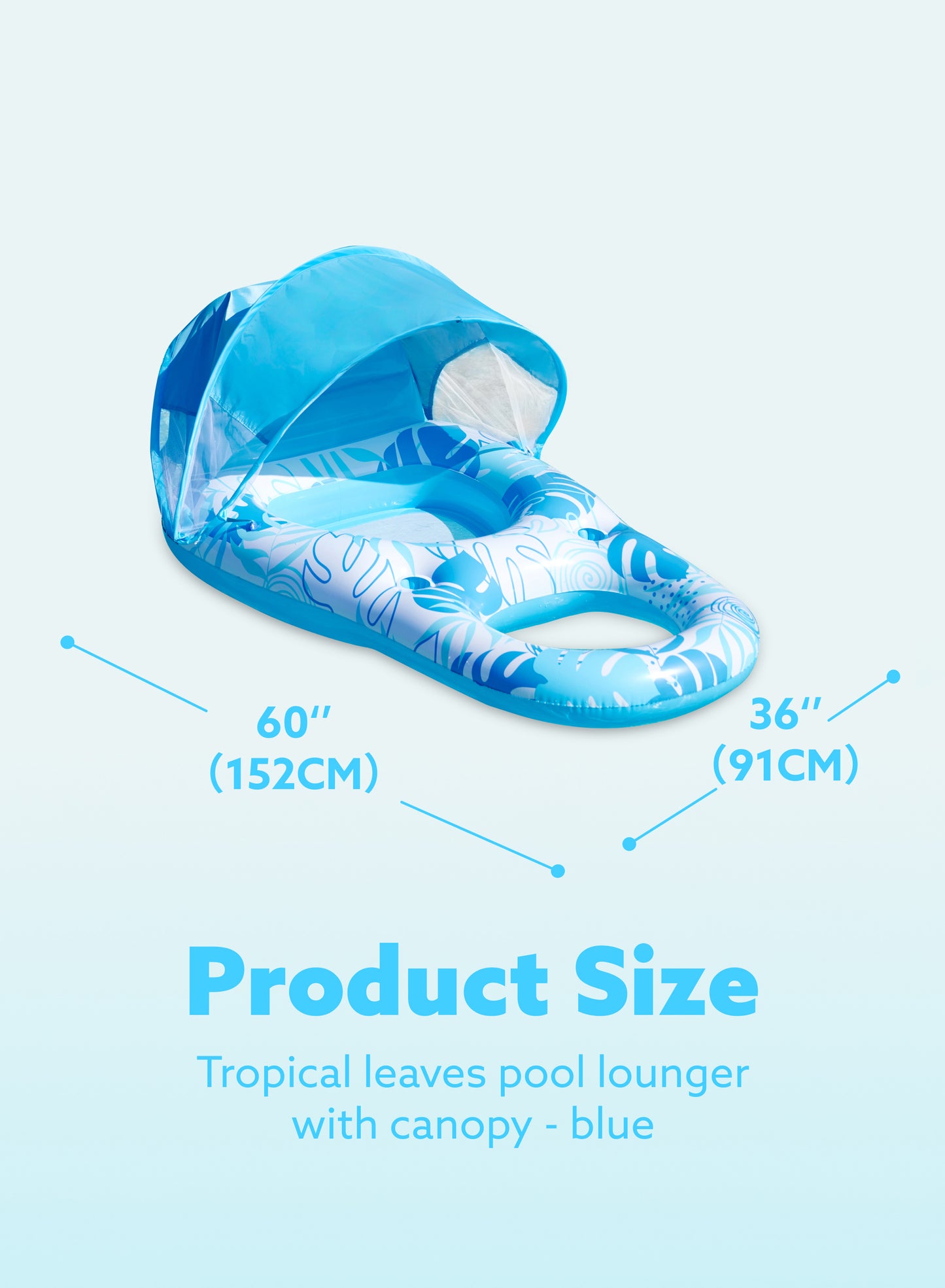 Pool Lounge Float with Canopy for Adult, Inflatable Pool Floats Lounger Raft Floaties Water Floating Recliner Chair with Cup Holders Foot Rest Swimming Pool Floaty