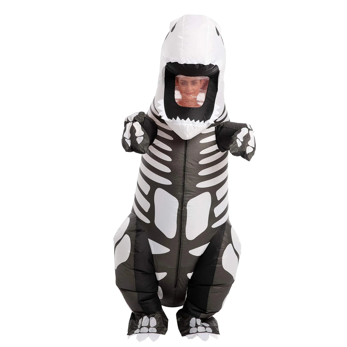 Syncfun Halloween Inflatable Costume for Adults,with Red LED Light Eyes,Air Blow-up Skeleton Dinosaur Dress Up Unisex Cosplay Costume