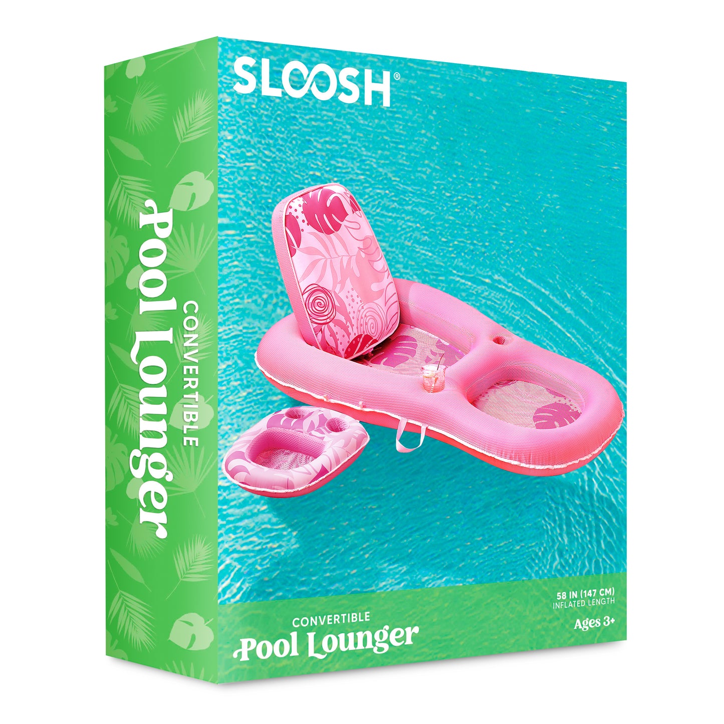 Pool Lounge Float Adult, Inflatable Pool Floats Lounger Raft Floaties Water Floating Recliner Chair with Cup Holders Foot Rest Swimming Pool Floaty
