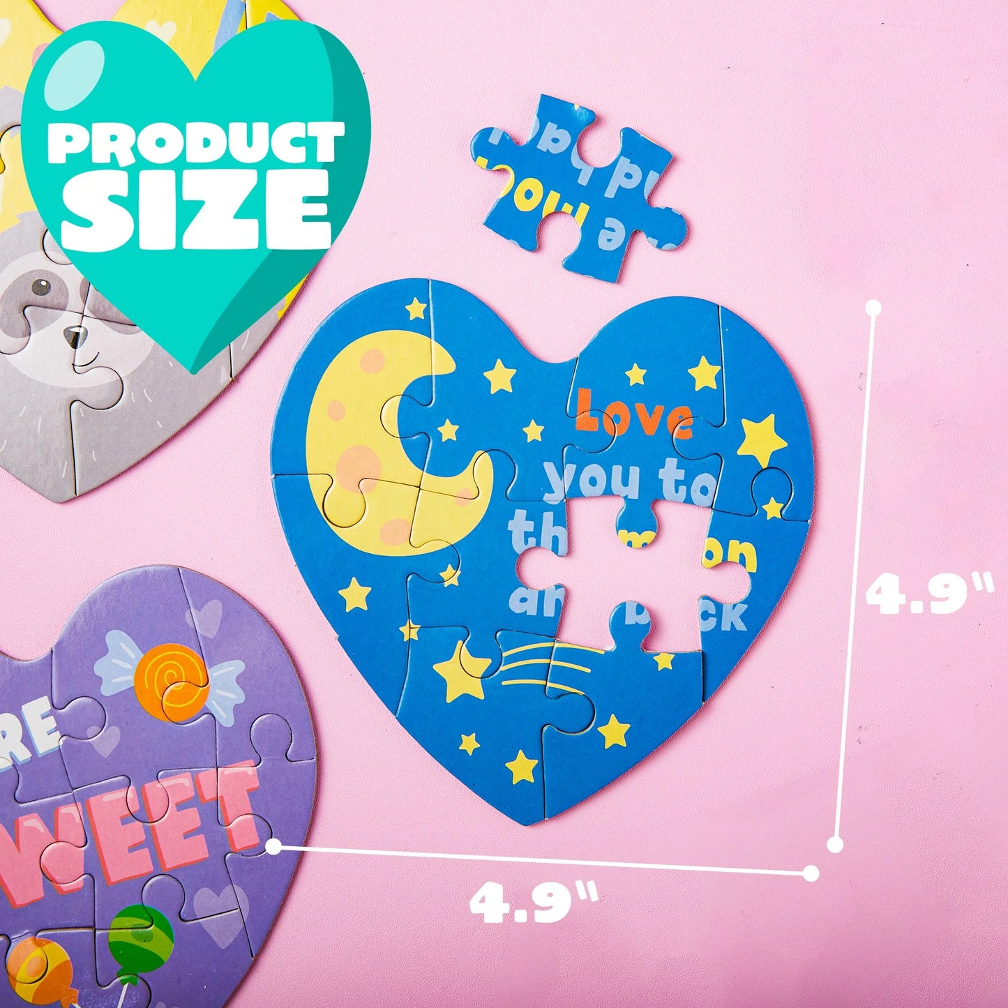 28 Pack Valentine's Day Gift Cards with Heart Jigsaw Puzzle Set for Valentine's Classroom Exchange Prizes Valentine Party Favor Toys