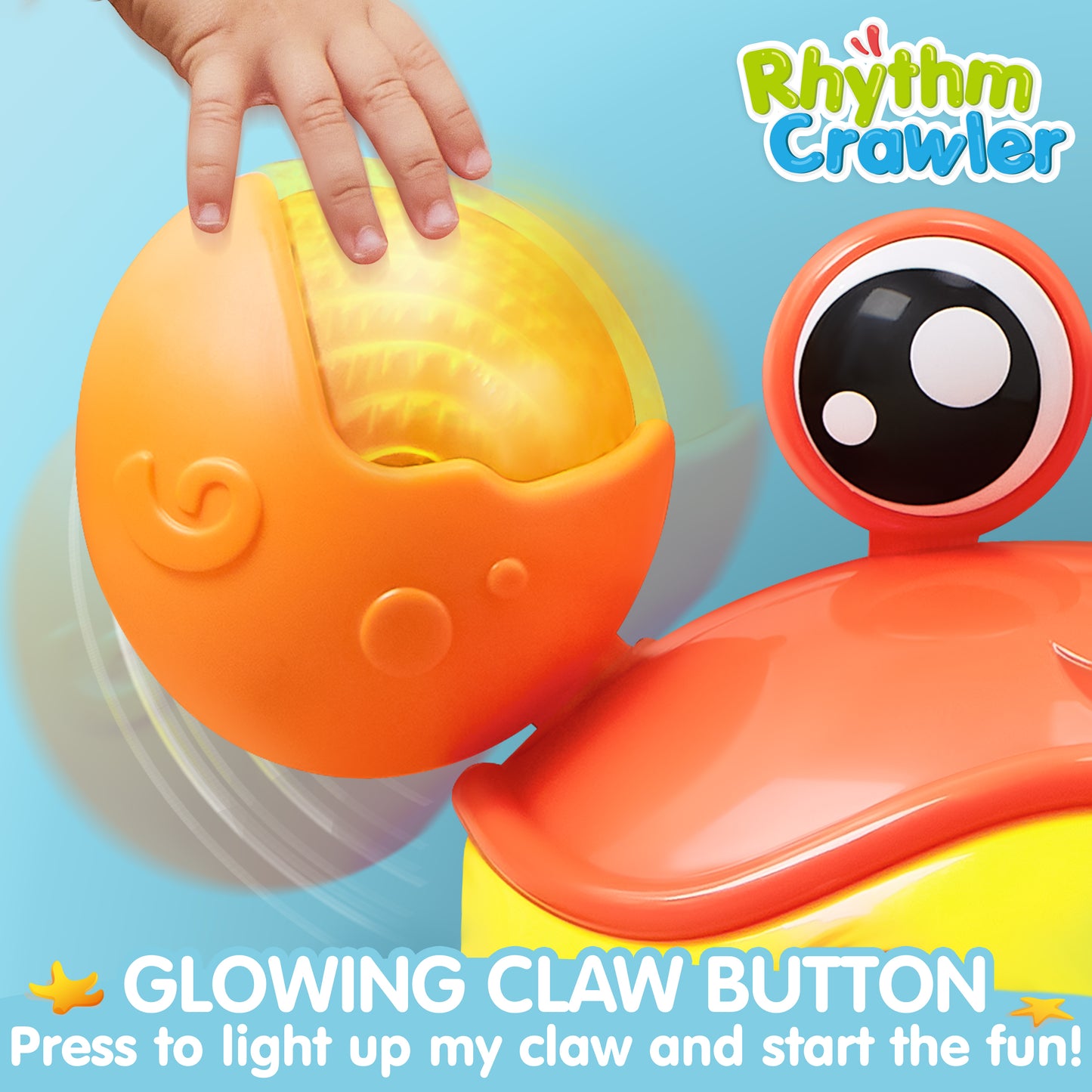 Joyfy Crawling Crab Baby Toy - Tummy Time Toy for Boys Girls, Interactive Big Crab Toy with Lights Buttons, Dancing Crab Auto-Avoiding Obstacles, Gift for Toddlers
