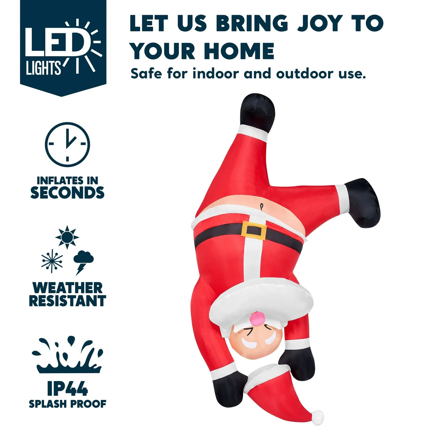 Joyfy 6 FT Christmas Inflatables Santa Outdoor Decorations,Hanging Upside Down Santa Christmas Blow Ups Yard Christmas with Built-in LEDs for Holiday Party Garden Decor