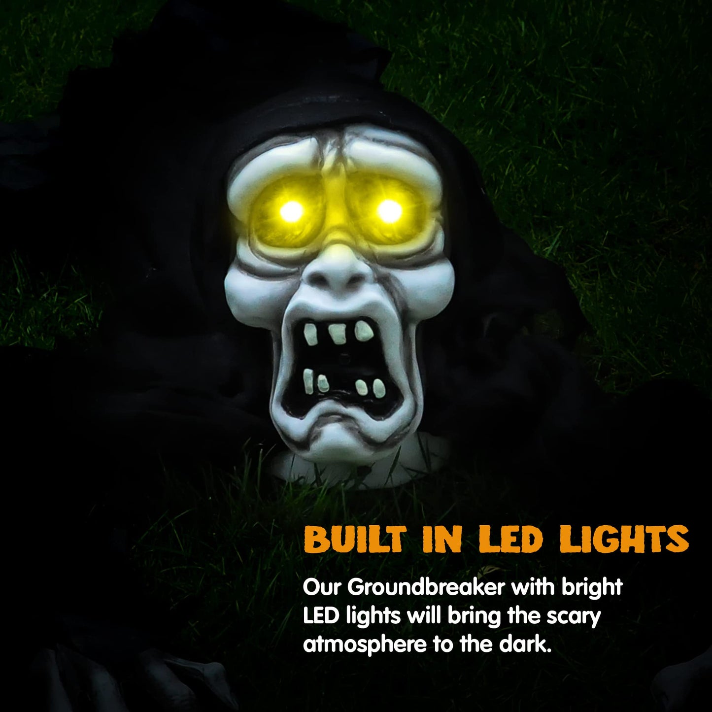 SYNCFUN Halloween Groundbreaker Halloween Decorations Life Size Zombie with Sound and Flashing Eyes,Outdoor Scary Halloween Yard Decorations