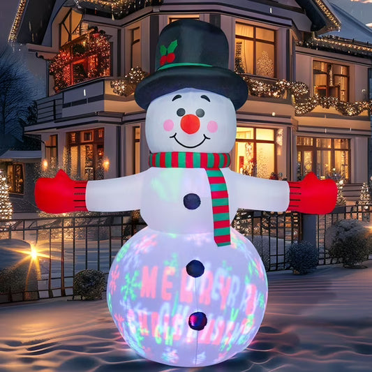 Joyfy 8 FT Christmas Inflatables Colorful Lights Snowman Outdoor Decorations,Snowman with Colorful Lights Blow Ups Yard Christmas with Built-in LEDs for Holiday Party Garden Lawn Decor
