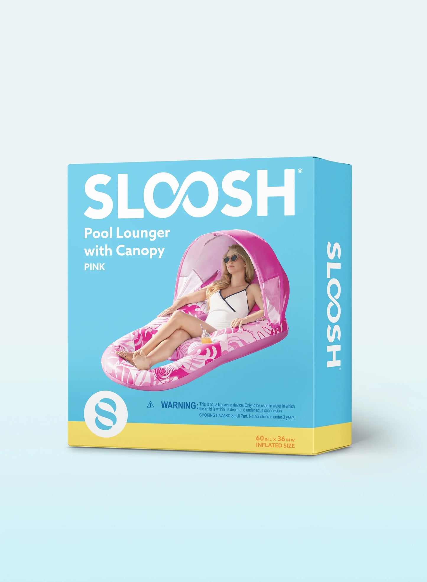 Pool Lounge Float with Canopy for Adult, Inflatable Pool Floats Lounger Raft Floaties Water Floating Recliner Chair with Cup Holders Foot Rest Swimming Pool Floaty