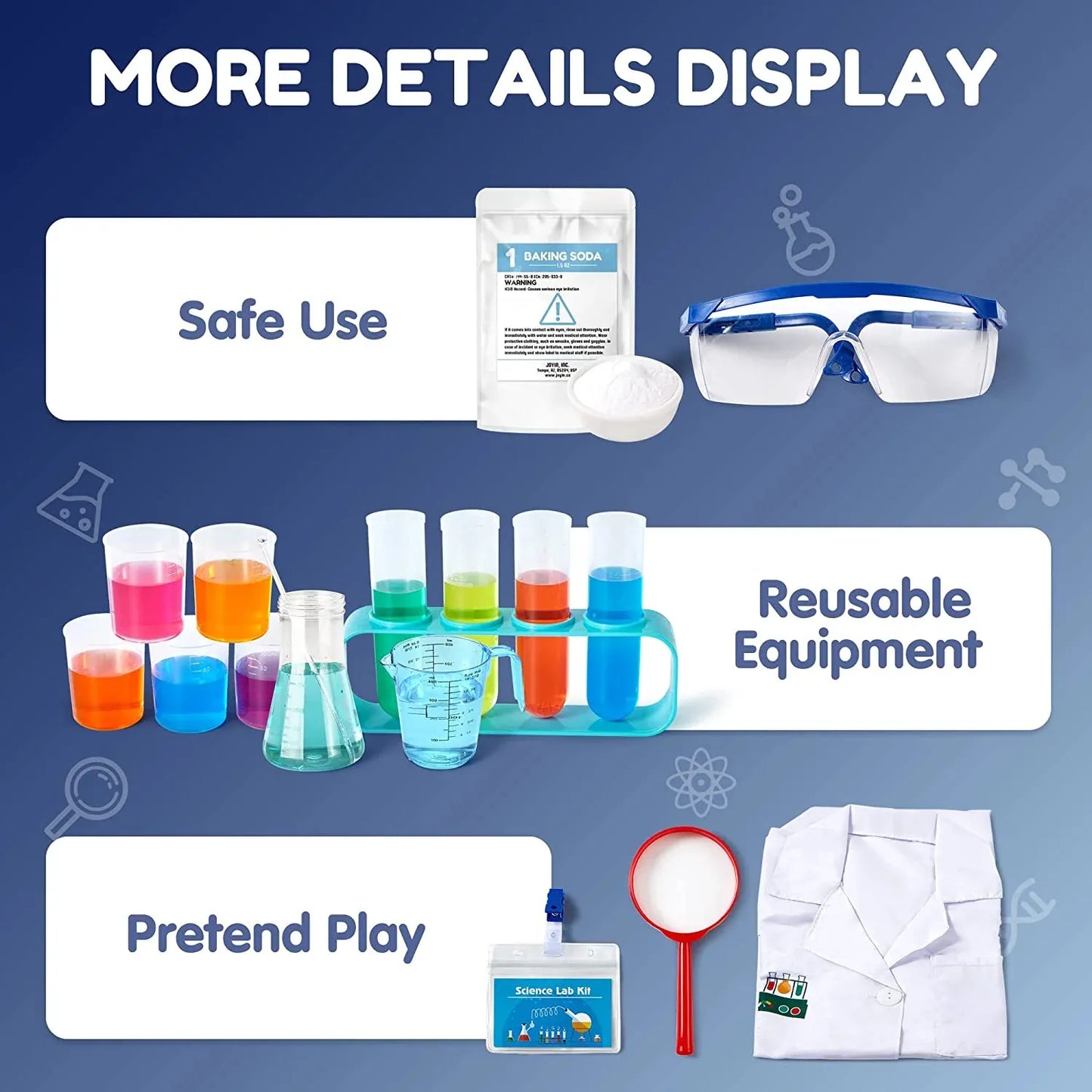 Syncfun 60 Science Kits For Kids Age 8-12 5-7, Experiment Kits With Lab Coat Scientist Costume , birthday Gift For Kids