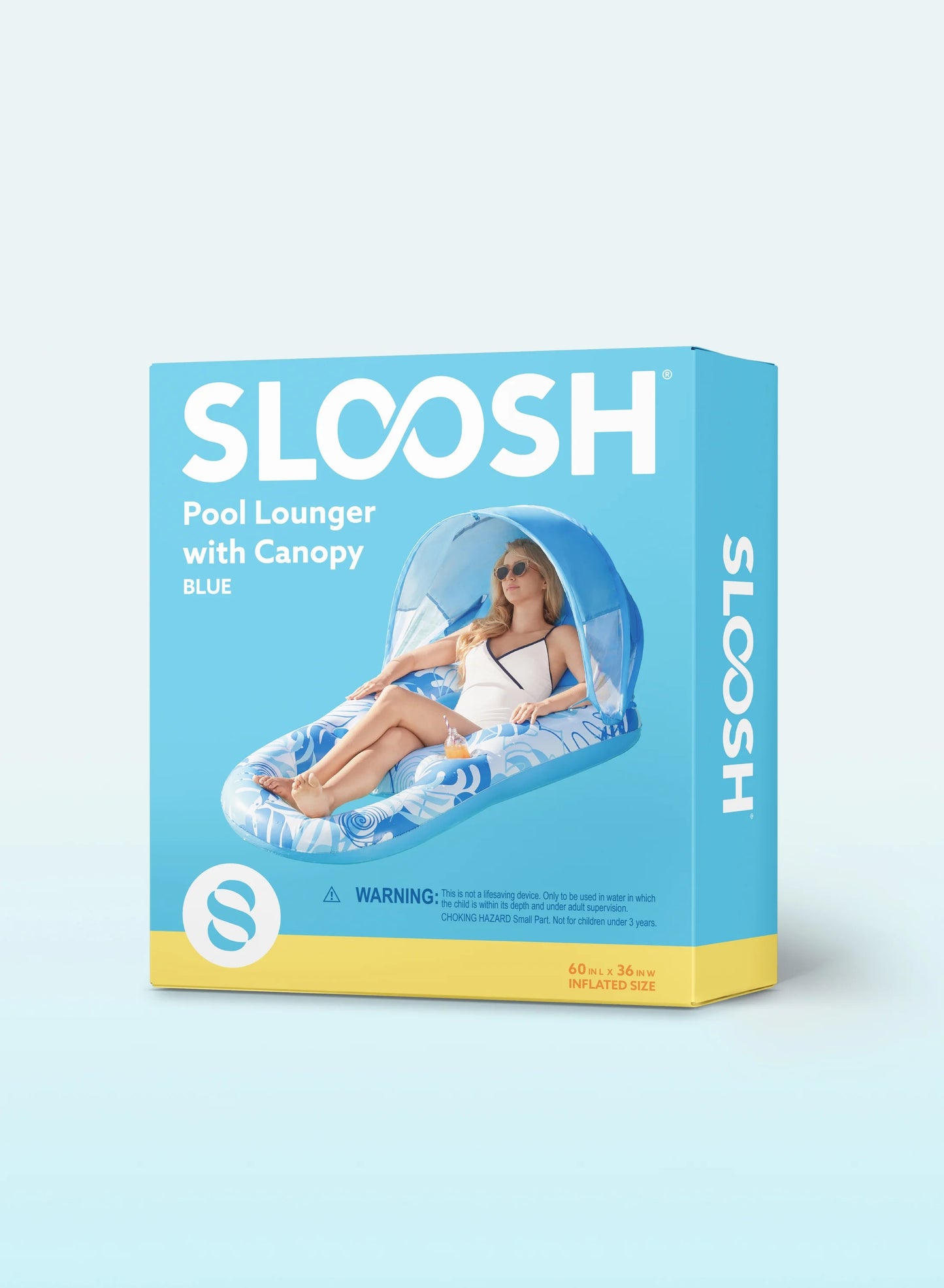 Pool Lounge Float with Canopy for Adult, Inflatable Pool Floats Lounger Raft Floaties Water Floating Recliner Chair with Cup Holders Foot Rest Swimming Pool Floaty