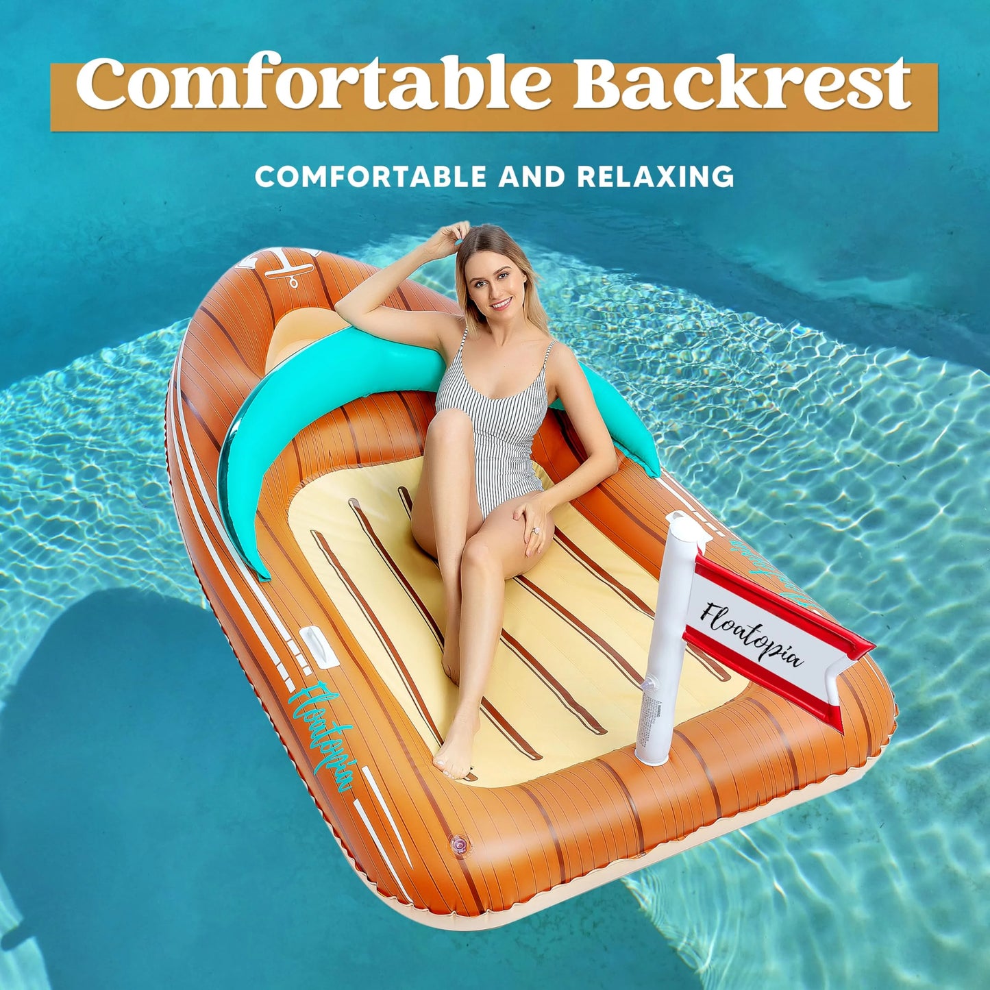 SYNCFUN 8 ft Inflatable Boat for Pool with Reinforced Cooler, Boat Raft Pool Lake Toys Summer Swimming Pool Party Decorations for Kids & Adults