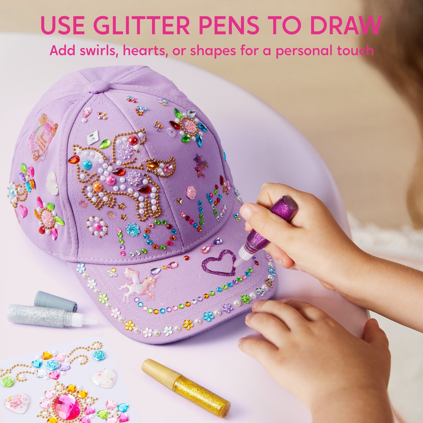 Joyfy Purple Baseball Cap Gem Art Set for Kids Ages 8-12 ,Creative Arts and Crafts Gift for Girls ,Perfect for Christmas and Birthday Celebrations