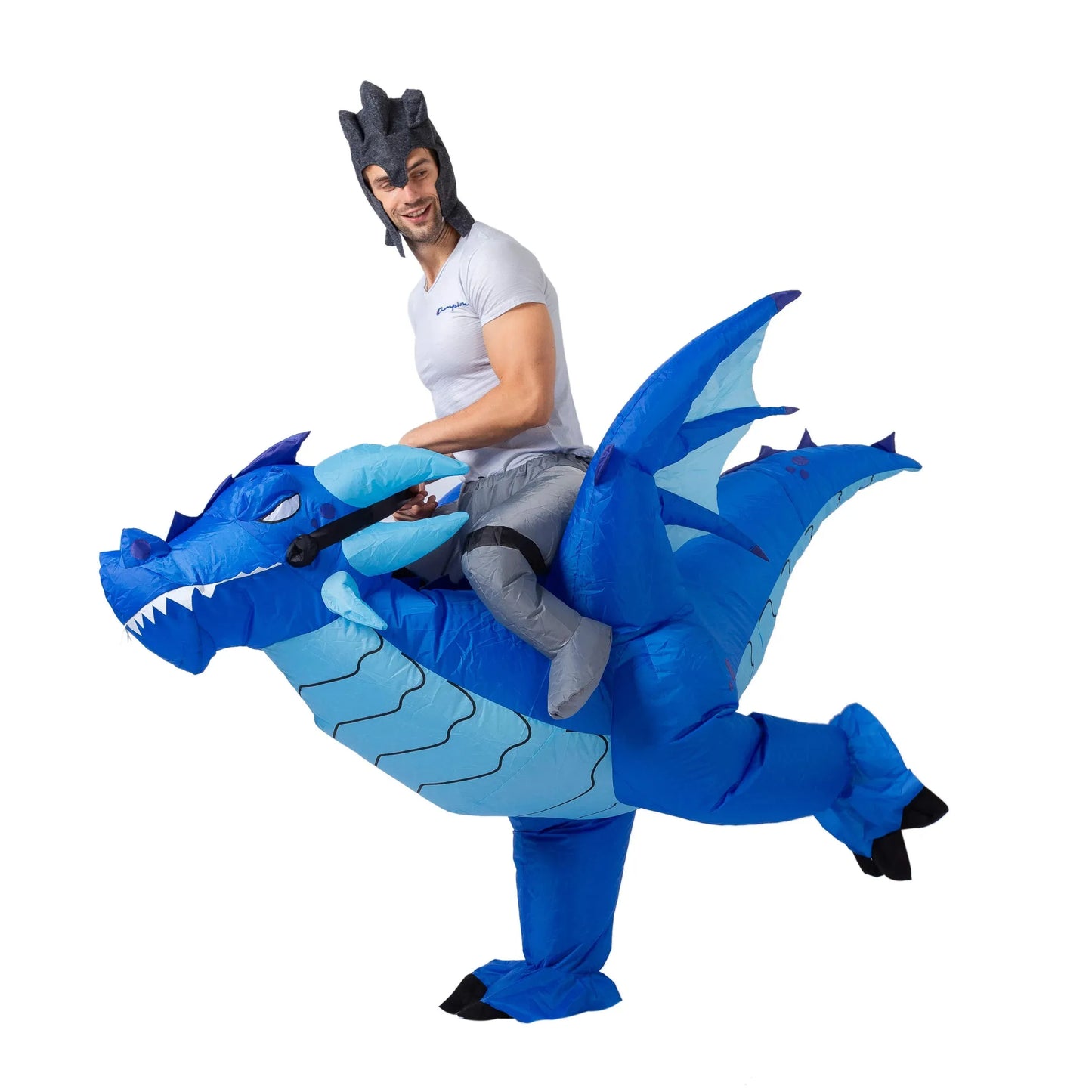 Syncfun Inflatable Costume Riding a Fire or Ice Dragon Air Blow-up Halloween Costume for Adult& Younth