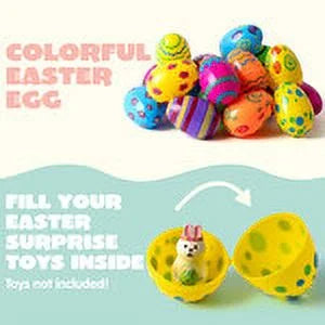 JOYFY 24 PCS 3.15" Printed Easter Eggs Refillable,Colorful Plastic Eggs in Bulk for Easter Hunts,Classroom Prize Supplies Party Favors