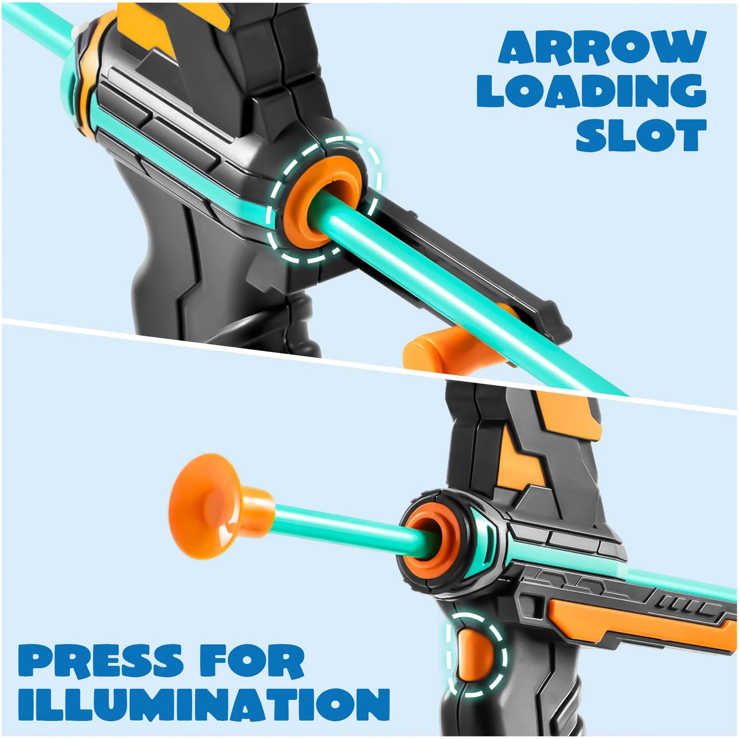 kids bow and arrow set, LED Light Up Archery Toy Set with 9 Suction Cup Arrows, Target & Arrow Case, Indoor and Outdoor Hunting Play Gift Toys for Kids, Boys & Girls Ages 3-12