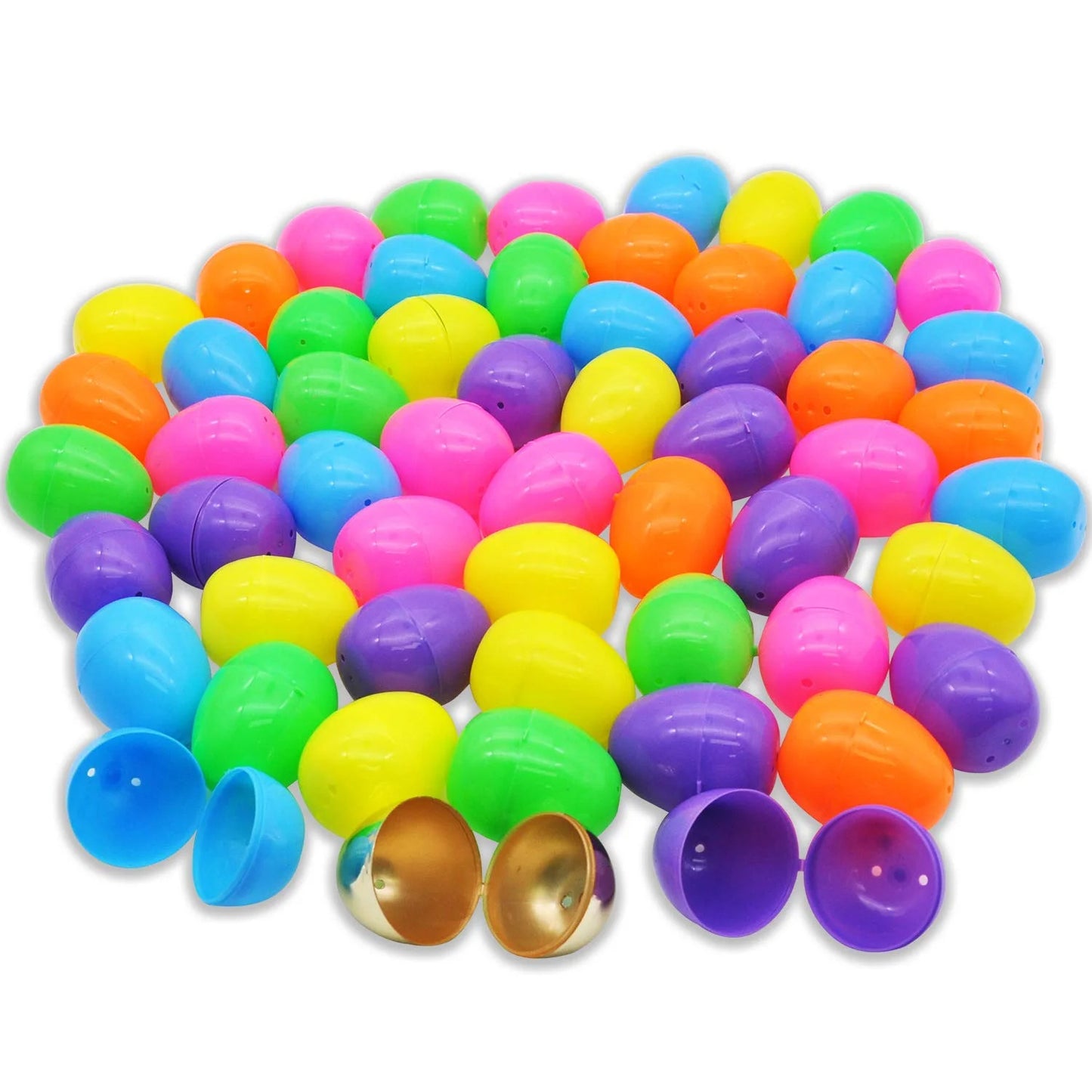 60 Pieces 2.3" Easter Eggs include 1 Golden Egg for Filling Specific Treats, Easter Theme Party Favor, Easter Eggs Hunt, Basket Stuffers Filler, Classroom Prize Supplies