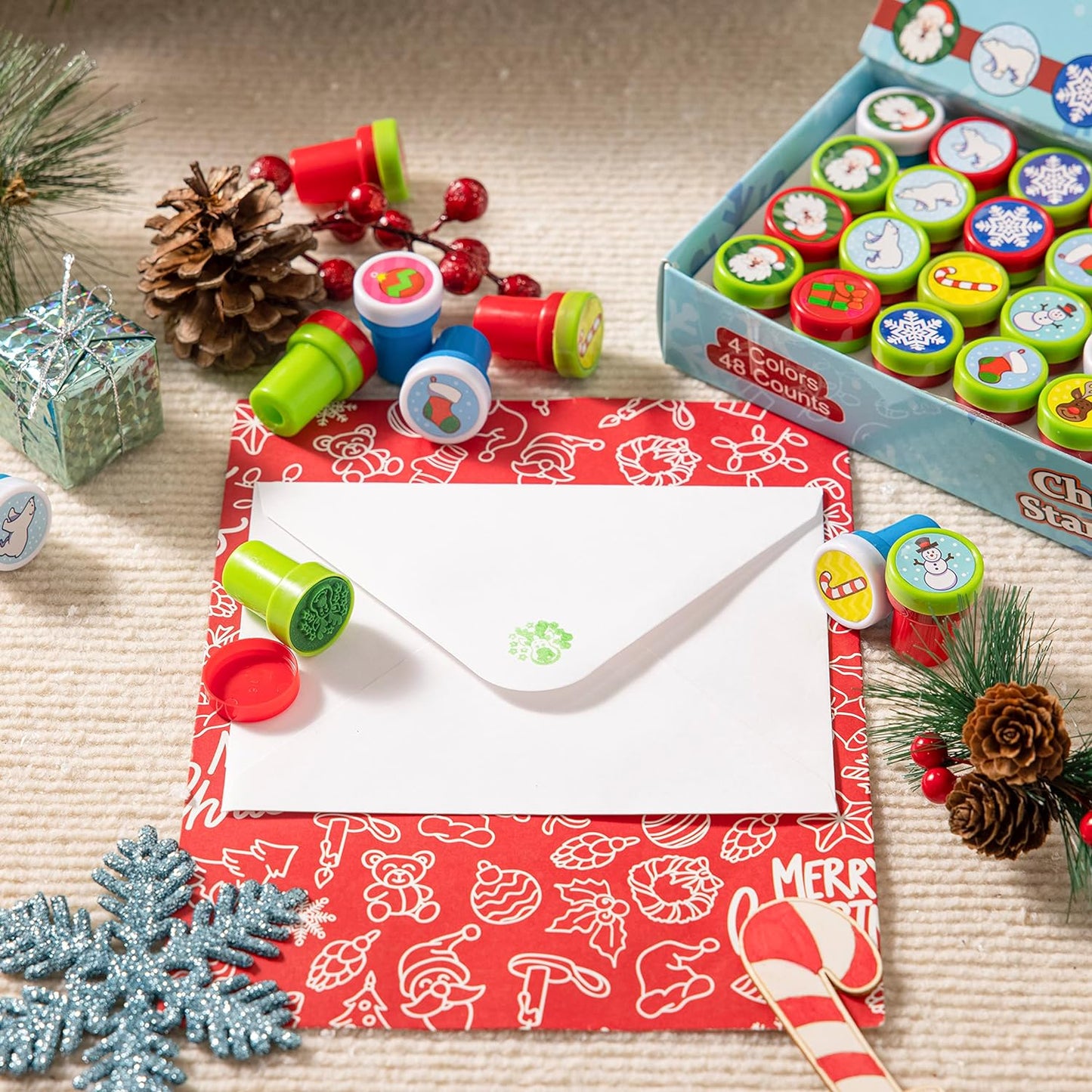 Joyfy 48 Pcs Christmas Assorted Stamps for Kids, Self-Ink Stampers (12 Different Designs, Plastic Stamps) for Christmas Party Favors, Stocking Stuffers, Kids Crafts, School Prizes and Goodies