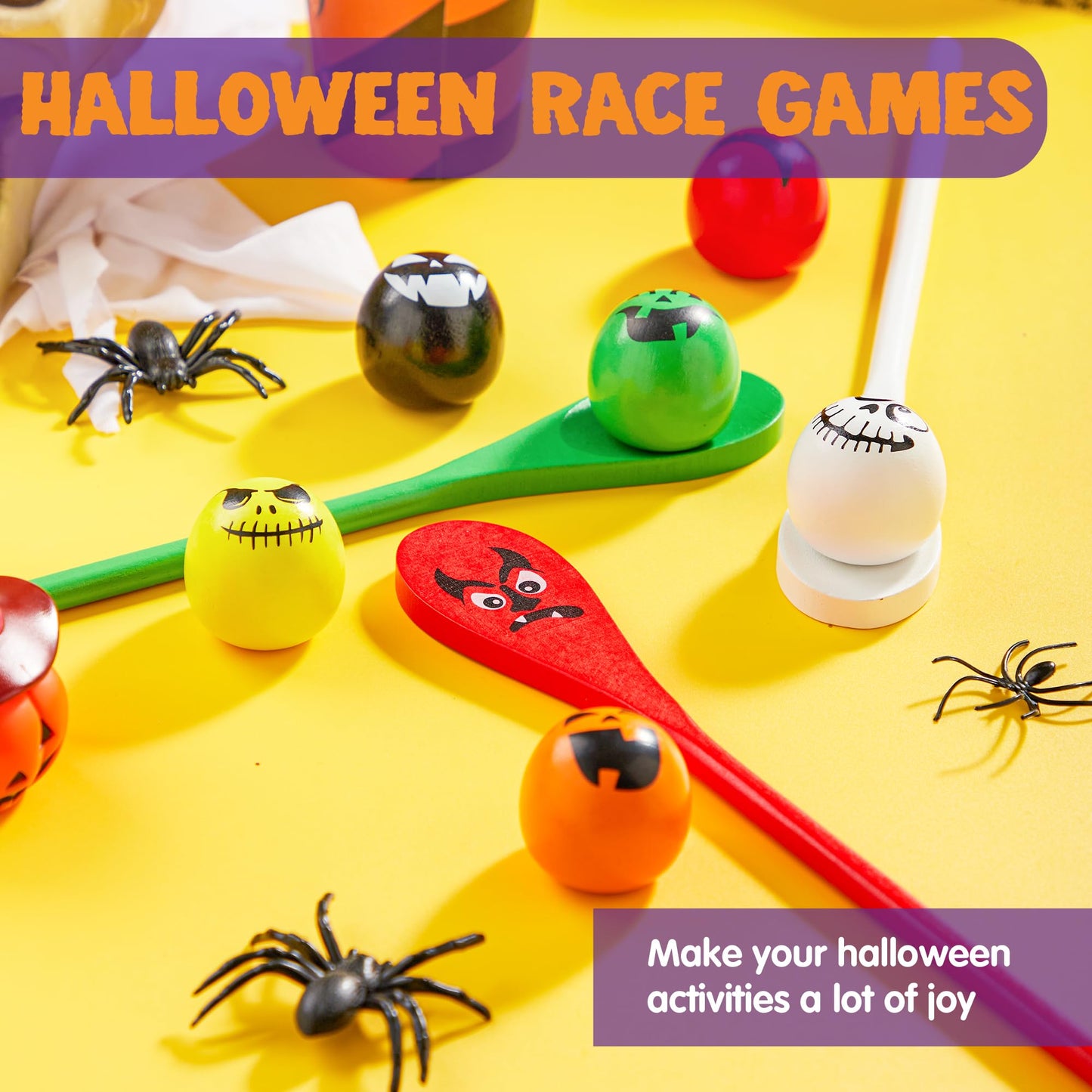 Joyfy 6 Packs Halloween Spoons Game Set,Eyeballs and Spoons Race Party Favors for Kids,Halloween Prizes,Halloween Activities for Kids