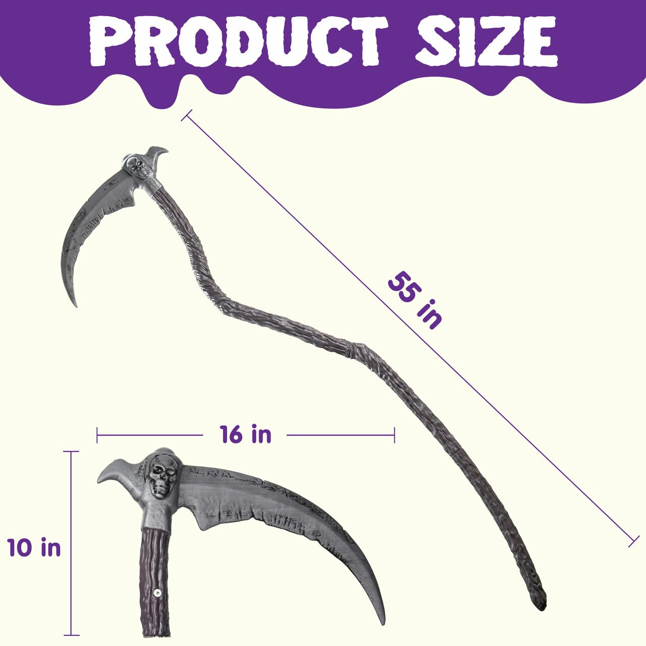Joyfy 55inch Grim Reaper Scythe Halloween Accessories,Scythe Prop for Halloween Party Pretend Play Grim Reaper Costume,Halloween Dress Up