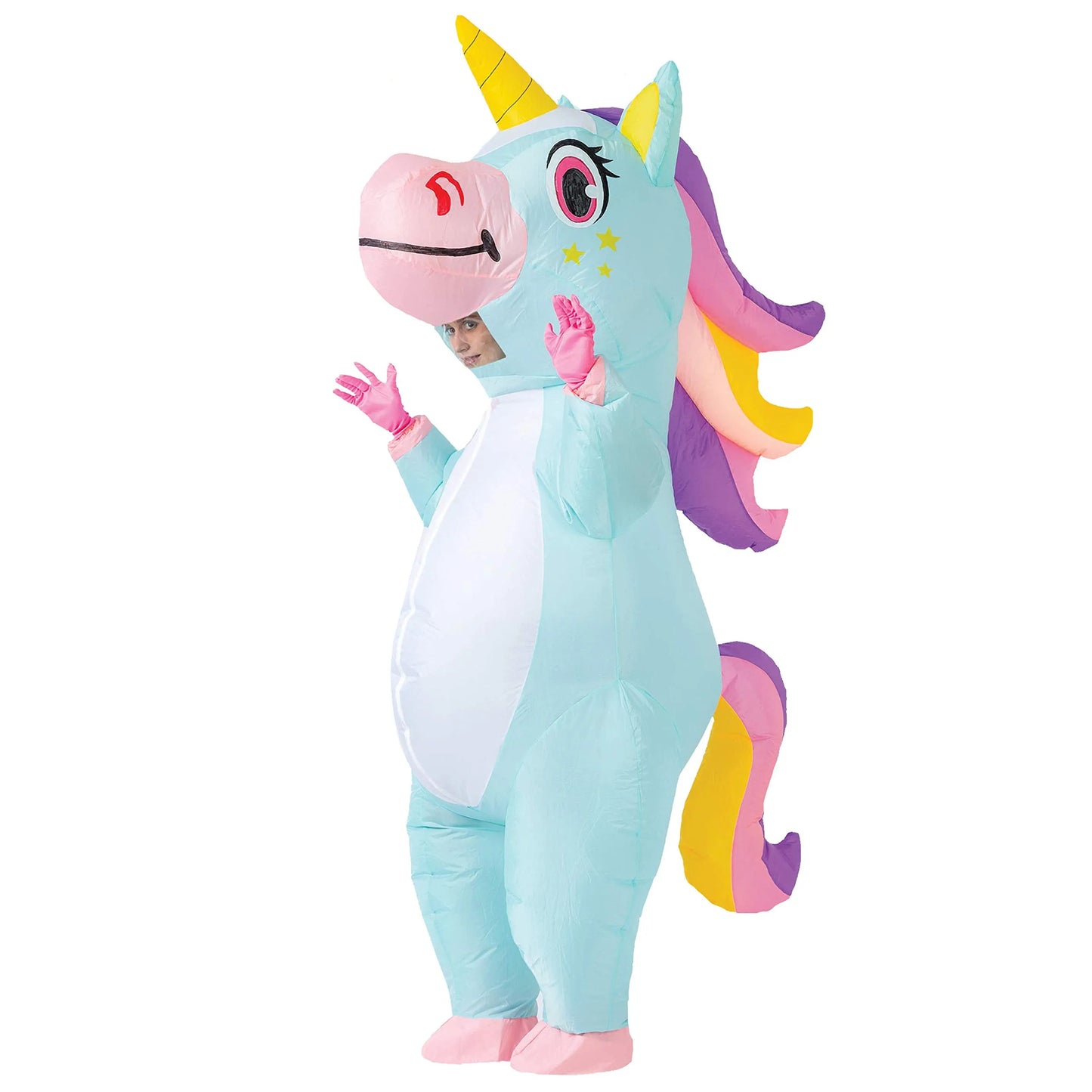 Syncfun Inflatable Costume for Adults,Full Body Blue Unicorn Inflatable Halloween Costume