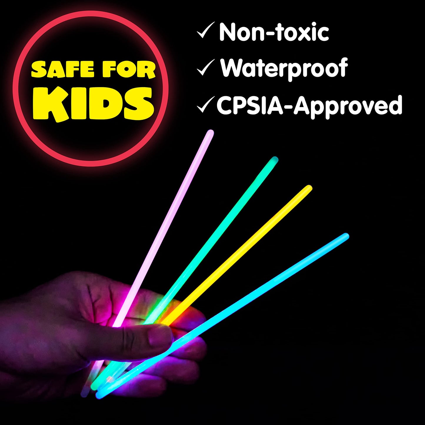 JOYIN Glow Sticks, 100 Pcs Long Glow Necklaces 22 Inches, 200 Pcs 8 Inches Glow Necklaces Bulk with 300 Pcs Connectors, Glow in The Dark Party Supplies, Neon Light Up, Halloween Party Supplie