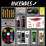 Joyfy 26 Pcs Halloween Makeup Kit,Halloween Family Makeup Set Face Painting Kit with with Zombie Green Ooze,Fake Blood Costume and More for Vampire Cosplay