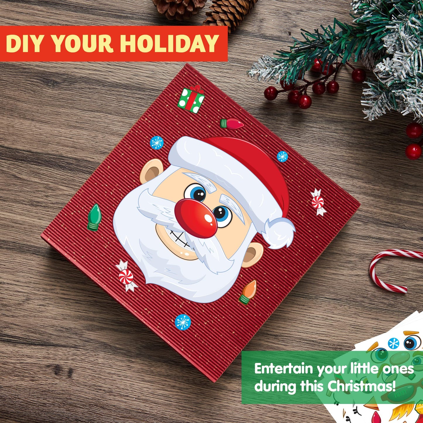 Joyfy 24 Pcs Christmas Make-a-Face Sticker Sheets for Kids, Make Your Own Christmas Elf, Santa, Snowman, Penguin and Polar Bear for Kids Party Favors Craft Kits