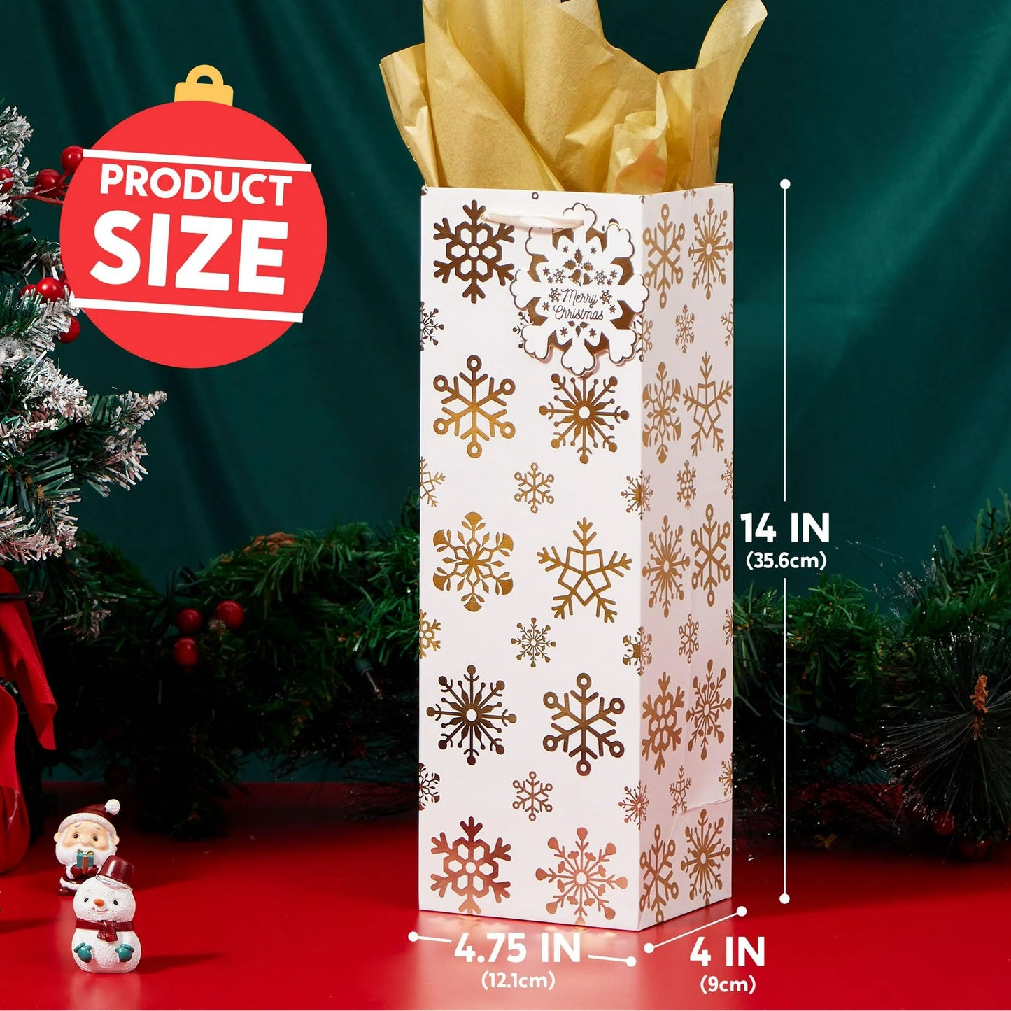 Joyfy 12 Pcs Christmas Wine Bottle Bags with Tissue Paper and Name Tags for Winter Holiday Xmas Gift Party Favor Decoration