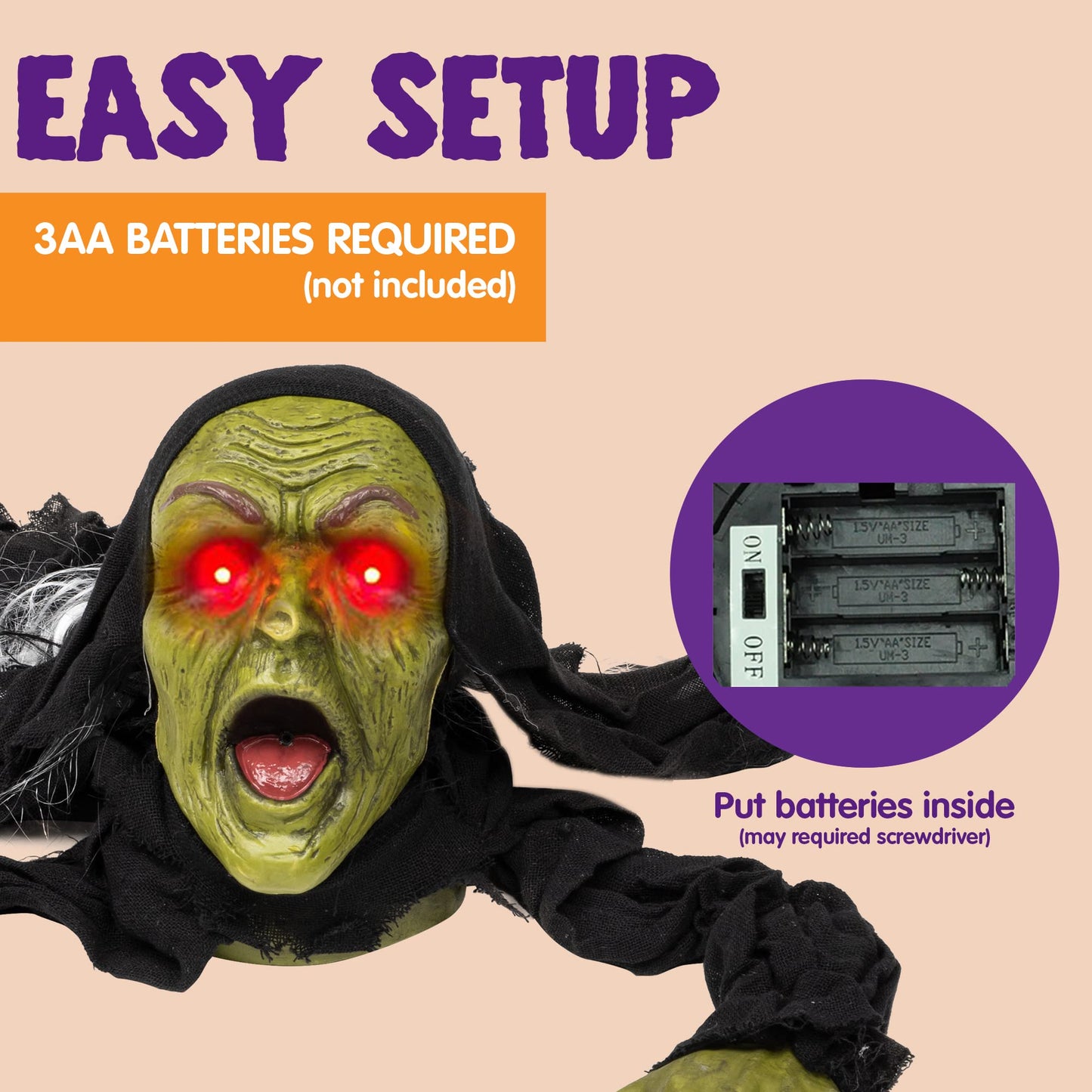 JOYIN Halloween Décor Groundbreaker Zombie with Sound and Flashing Eyes for Yard Decorations