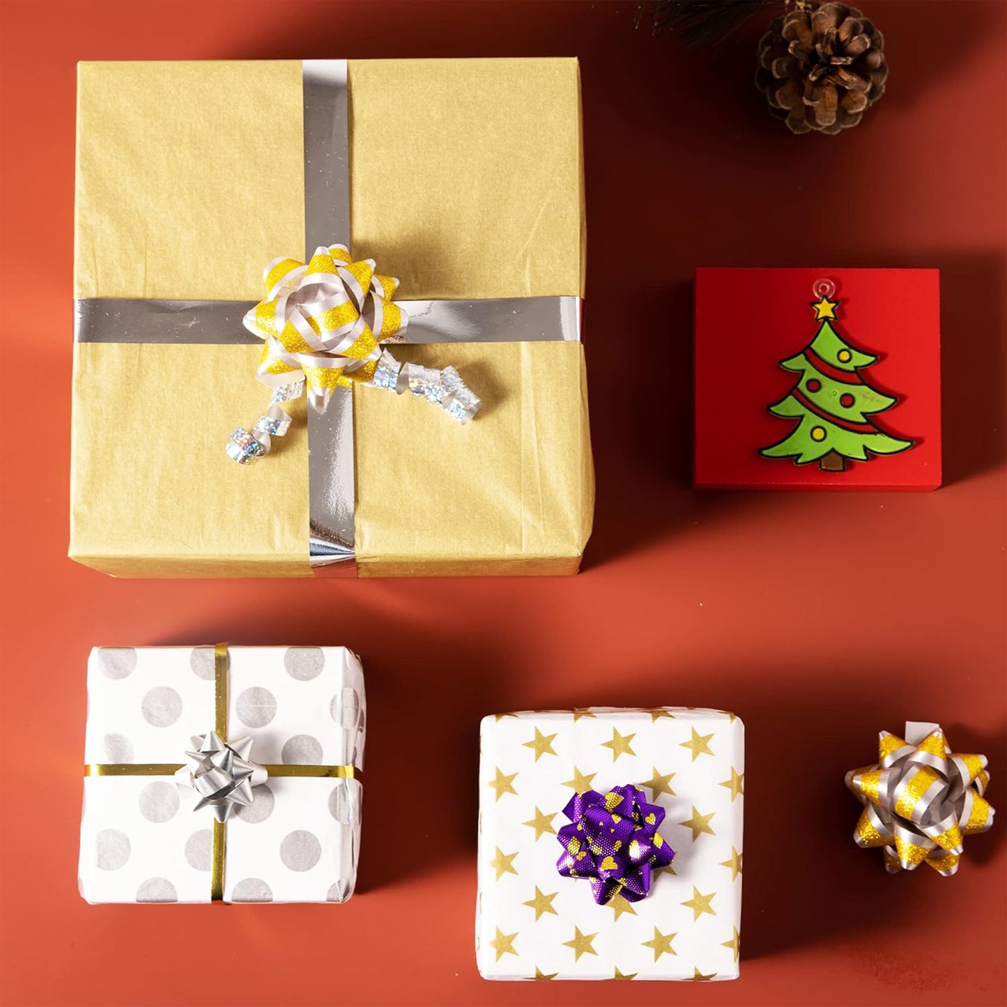 SYNCFUN 150 Sheets Christmas Tissue Paper Assorted Metallic Silver and Gold (20" x 20") Holiday Gift Wrapping for Party Favors Goody Bags, Xmas Presents Wrapping Stocking Stuffers