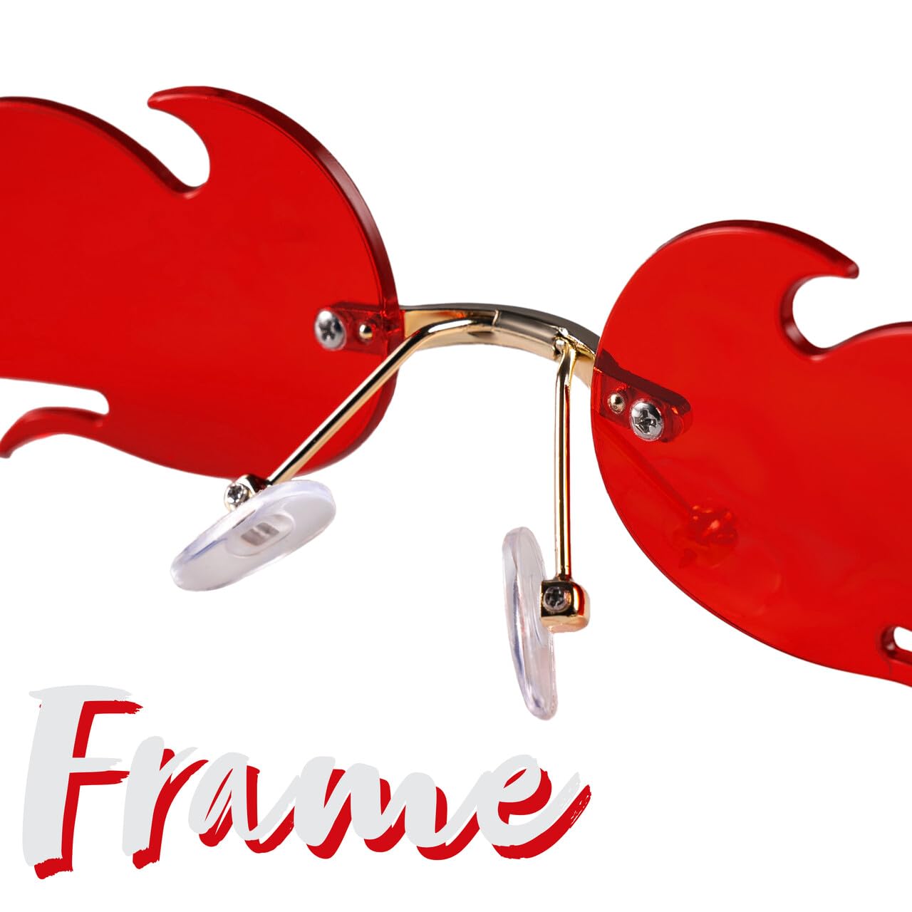 JOYIN Halloween Flame Glasses,Rimless Goth Costume Colorful Fire Shaped Sunglasses for Kids Women Men Posing Props Masquerade Costume Birthday Party Cosplay Supplies
