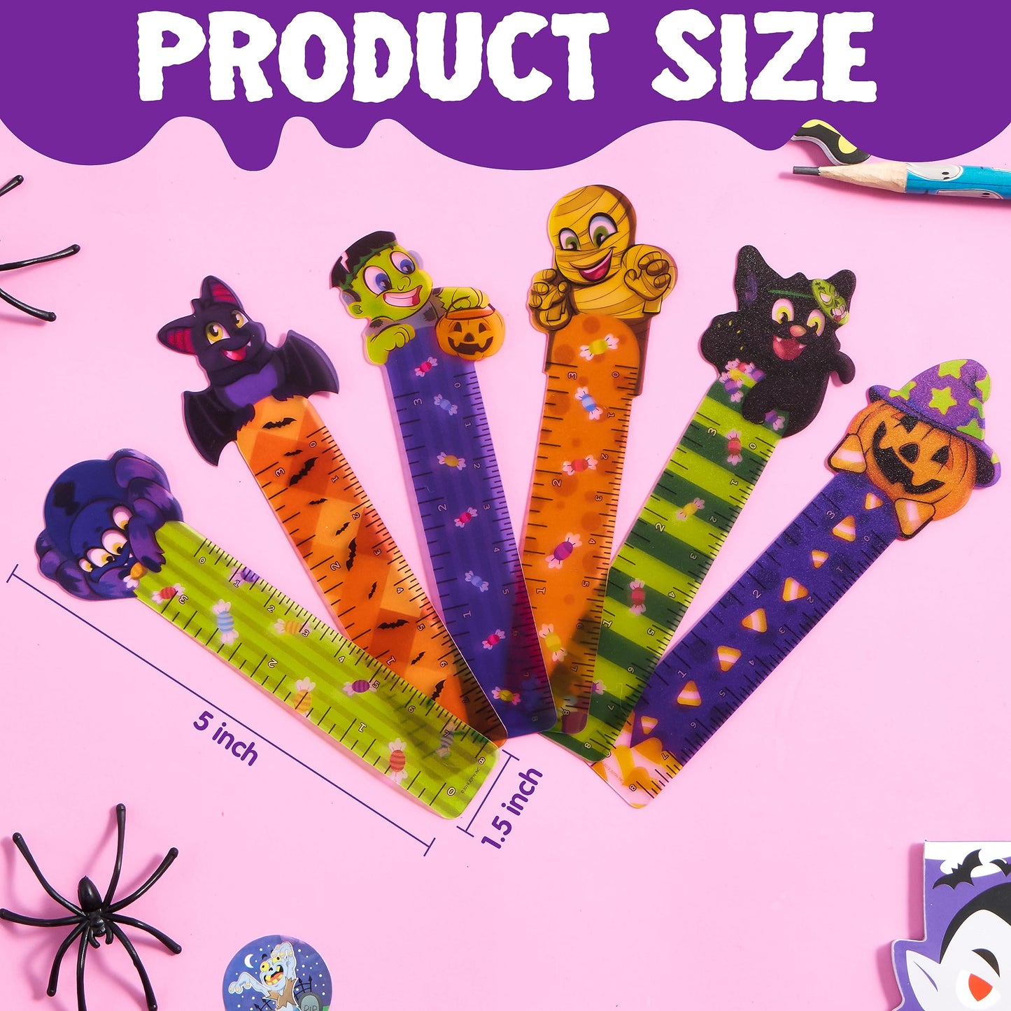 JOYIN 36 Pcs Halloween Bookmark Rulers,Ruler Markers with Halloween Themed for Classroom Prizes and Trick or Treat Prizes,Halloween Goodies,Halloween Party Favors Bulk