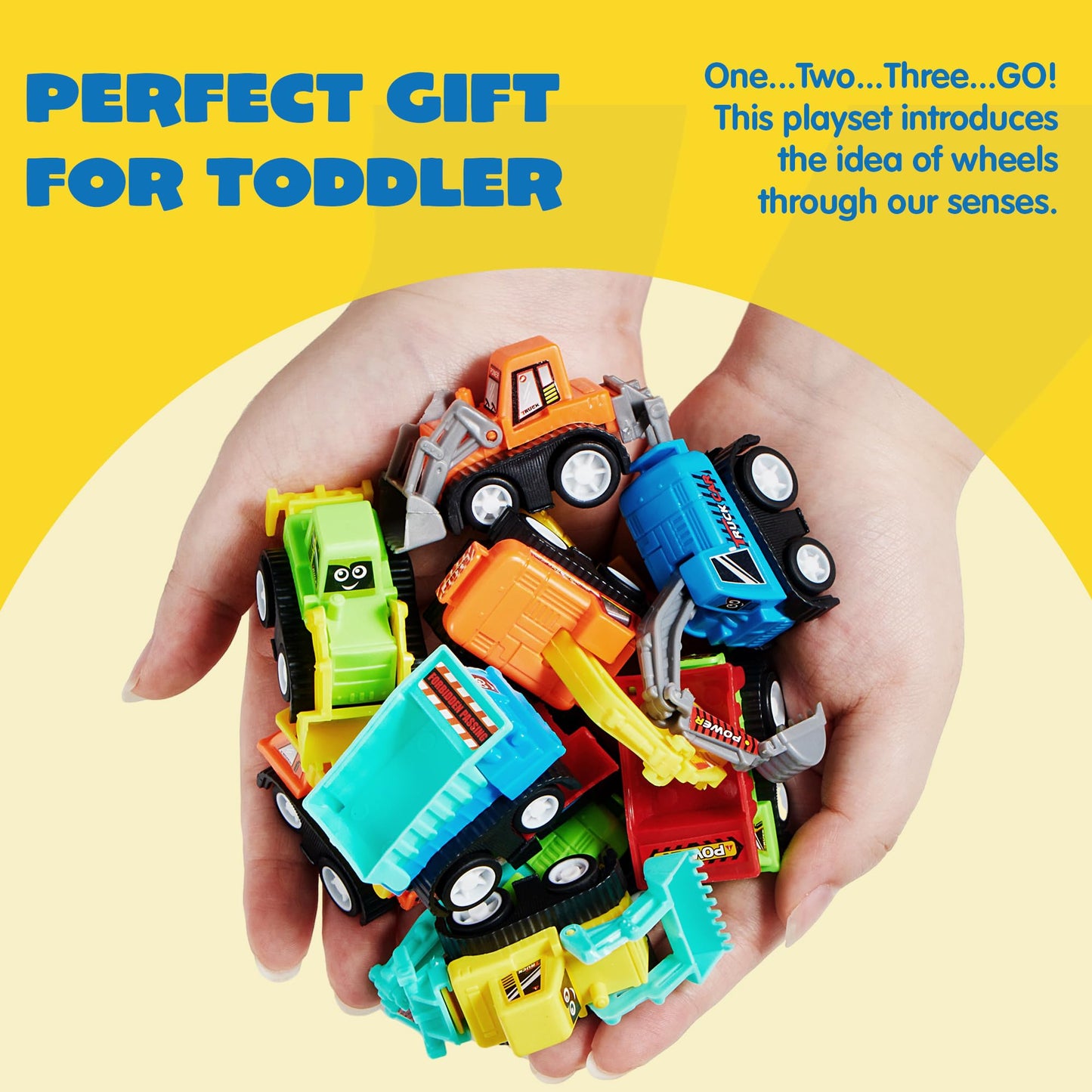 Joyfy 12 Pcs Car Toys, Mini Construction Pull Back Car Set with Excavator, Dump Truck and Bulldozers, Kids Sand Toy Trucks, Party Favor for Toddlers