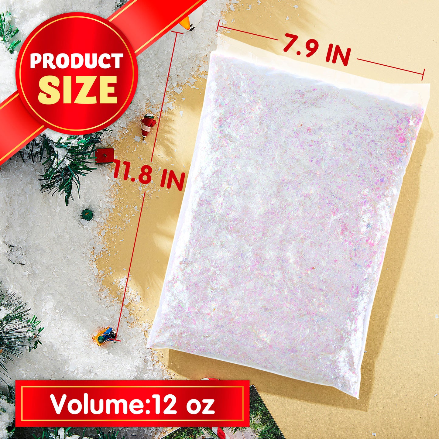 SYNCFUN 12 Oz Christmas Twinkles Snow, Plastic Artificial Snowflakes for Christmas Tree Decoration, Bling Snow Scenes, Xmas Party Favors Decor, Holiday Supplies, Winter Displays, Fake Snow Crafts