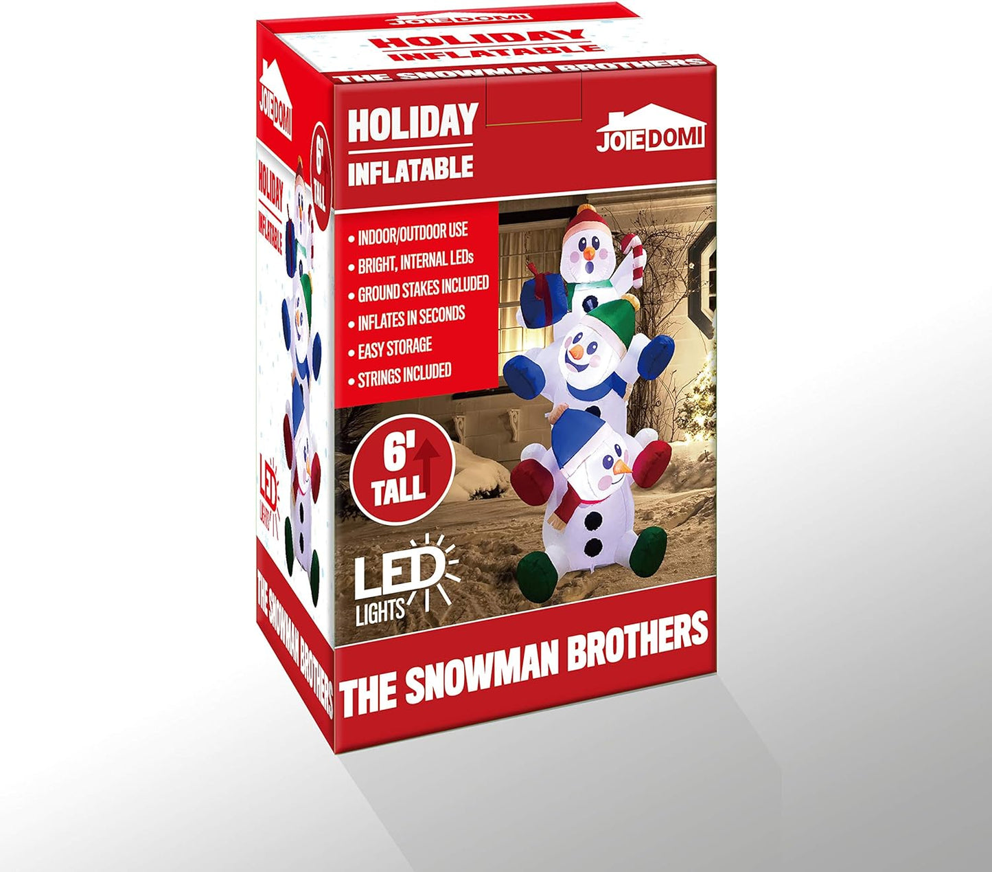 Joyfy 6ft Christmas Inflatables Snowman Outdoor Decorations,Stacked Snowman Christmas Blow Ups with Built-in LEDs for Holiday Party Garden Yard Lawn Decor