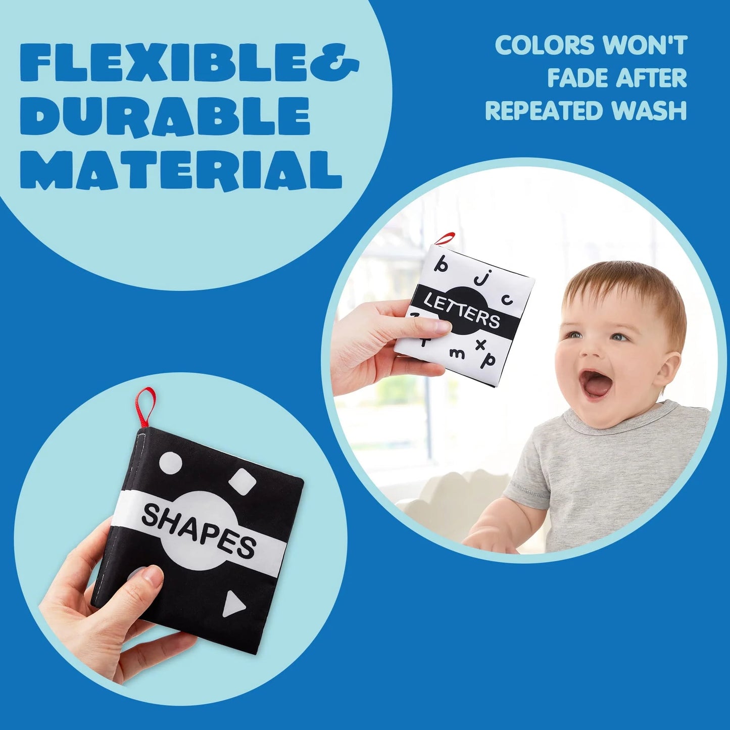 SYNCFUN 8 Pcs Baby Bath Toys, Nontoxic Fabric Waterproof Newborn Toys, Infant Early Education First Toys for Toddlers Kids Birthday Gifts