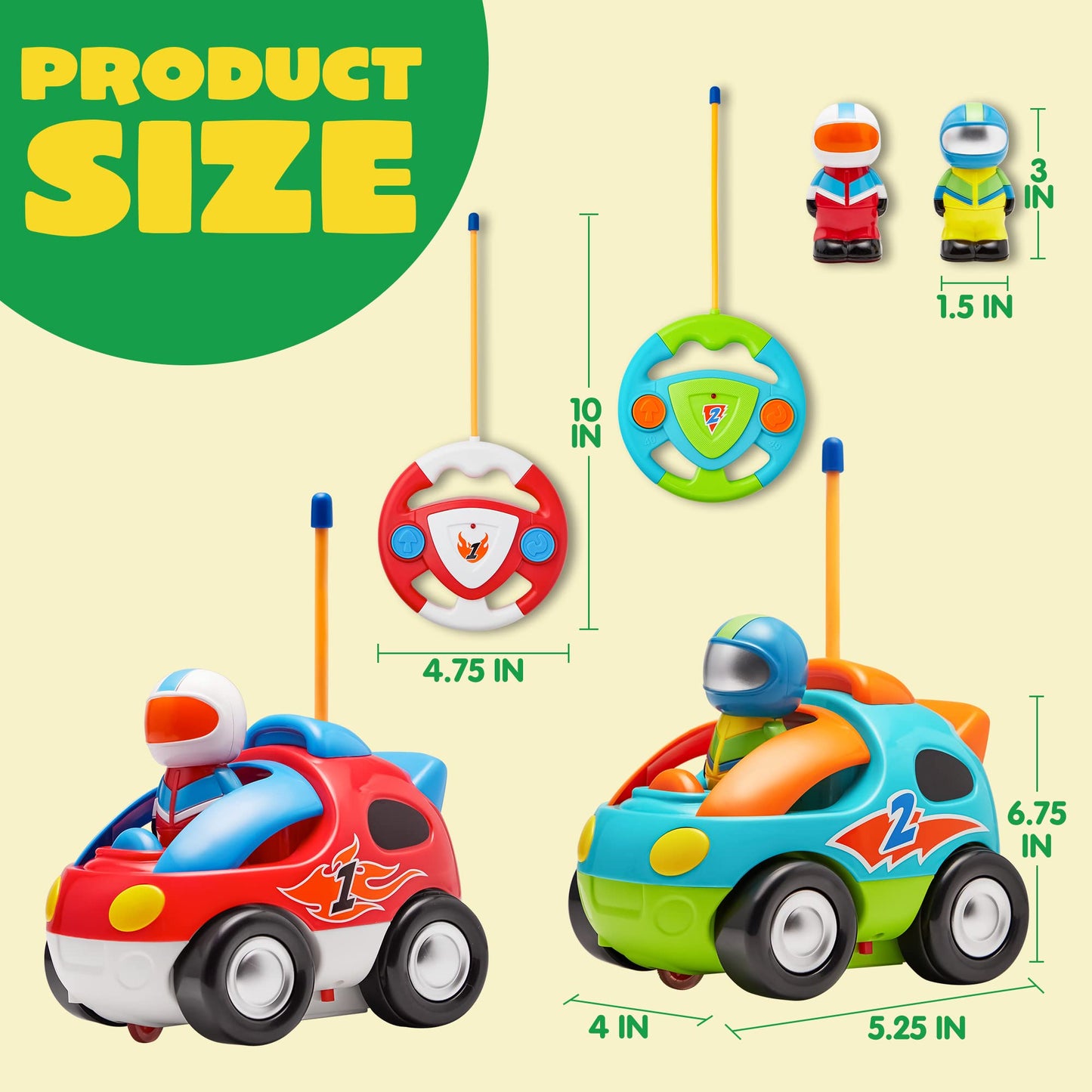 Joyfy Remote Control Car for Kids, Cartoon Race Car Toy for Boys, Toddlers Easter Basket Stuffers and Birthday Gift