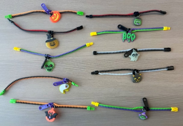 Joyfy Halloween Glow in Dark Zipper Bracelets, 60 PCS