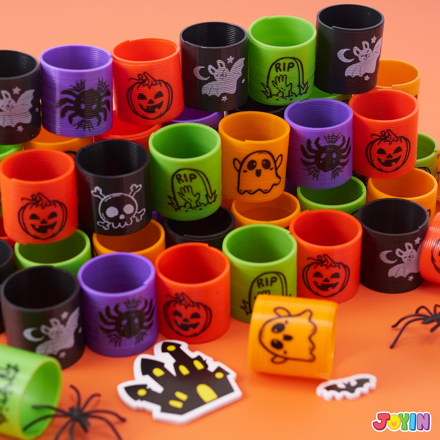 Joyfy 60 Pcs Halloween Coil Spring Toys,Halloween Mini Magic Springs Toys Bulk for Party Favors,Halloween Goody Bag Fillers,Halloween Sticky Toys for Classroom Prizes