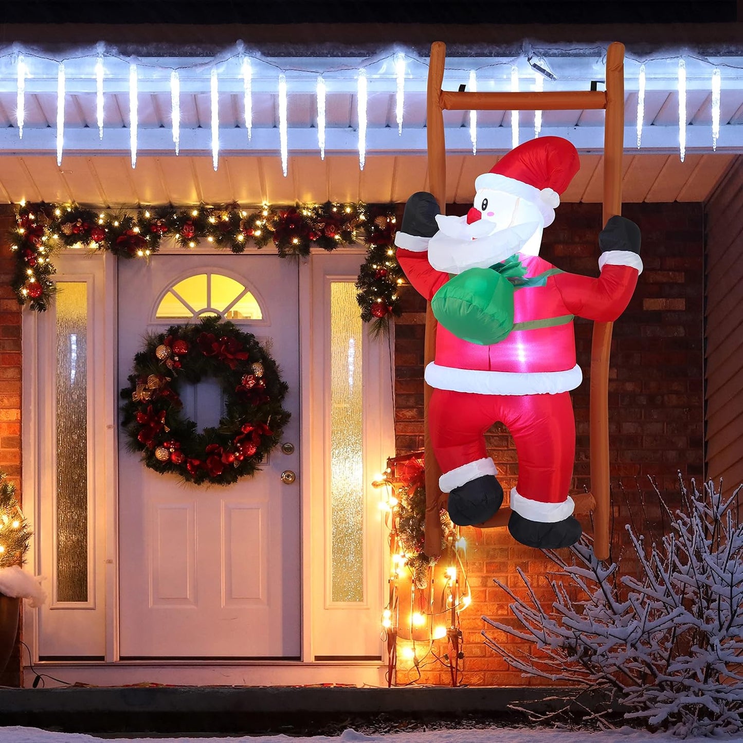 Joyfy 6 FT Christmas Inflatables Santa Outdoor Decorations,Climbing Santa Christmas Blow Ups Yard Christmas with Built-in LEDs for Holiday Party Garden Lawn Decor
