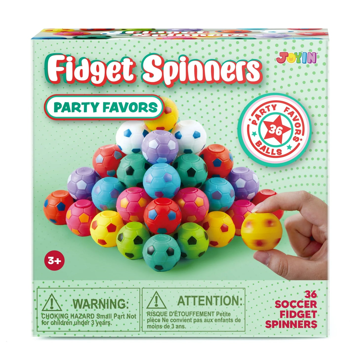 36 Pack Soccer Party Favors for Kids Fidget Spinners Balls Fidget Toys Bulk, Goodie Bags Stuffers, Treasure Box Toys for Classroom, School Reward