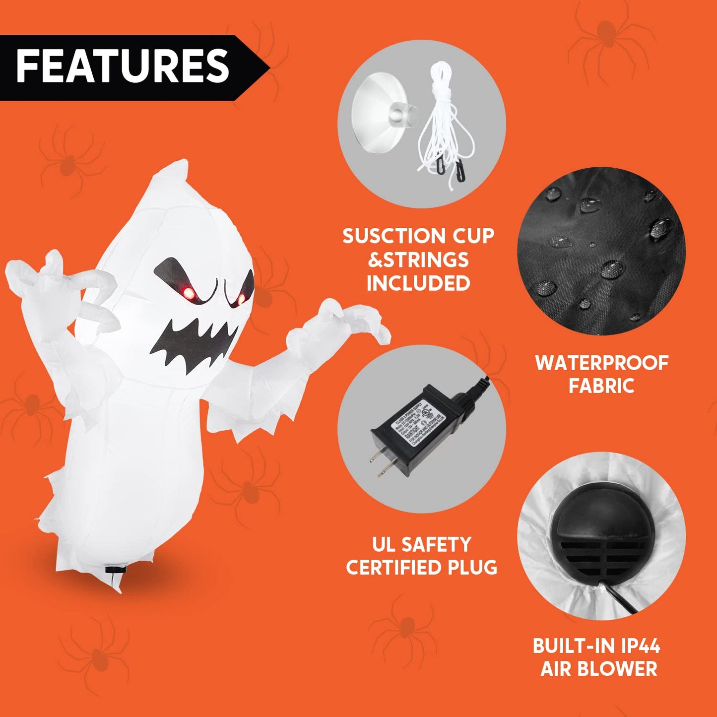 SYNCFUN 4.5 FT Halloween Inflatable Outdoor Scary Flying Ghost Broke Out from Window with Built-in LED Blow Up Inflatable for Window Decoration Yard Garden Lawn Decor