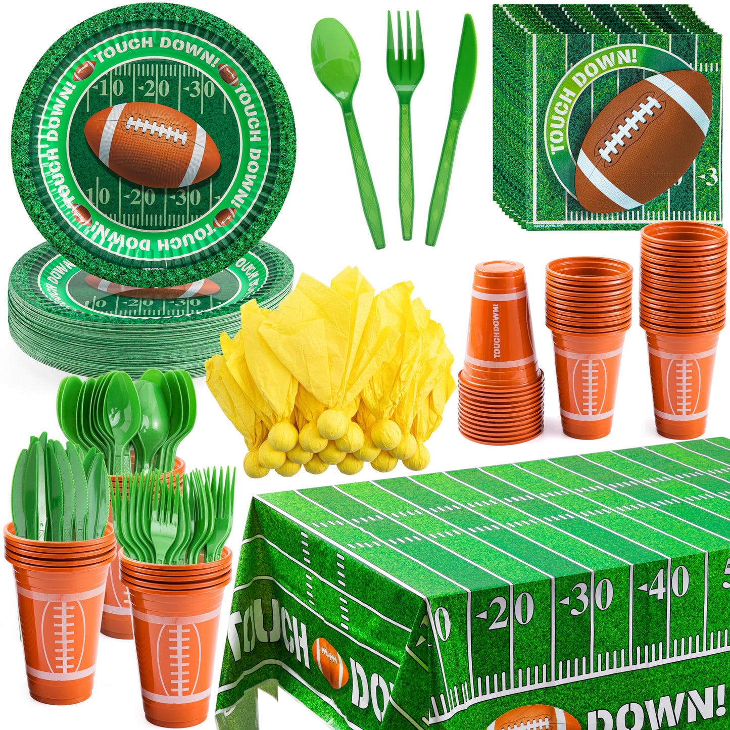 113 football themed party supplies set, suitable for 16 people, including cups, paper plates