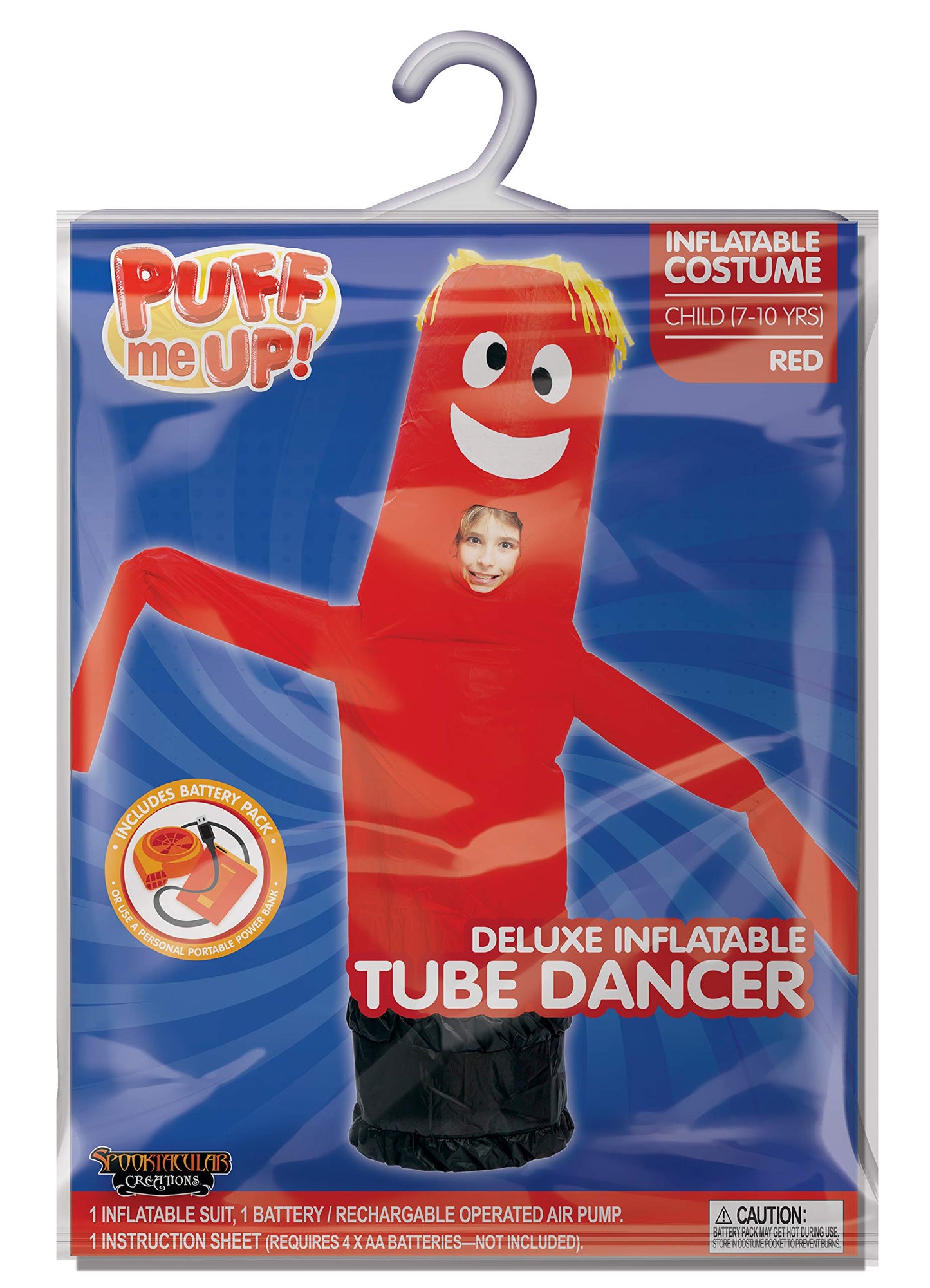 Spooktacular Creations Inflatable Costume Tube Dancer Wacky Waving Arm Flailing Halloween Costume Child Size(Red)