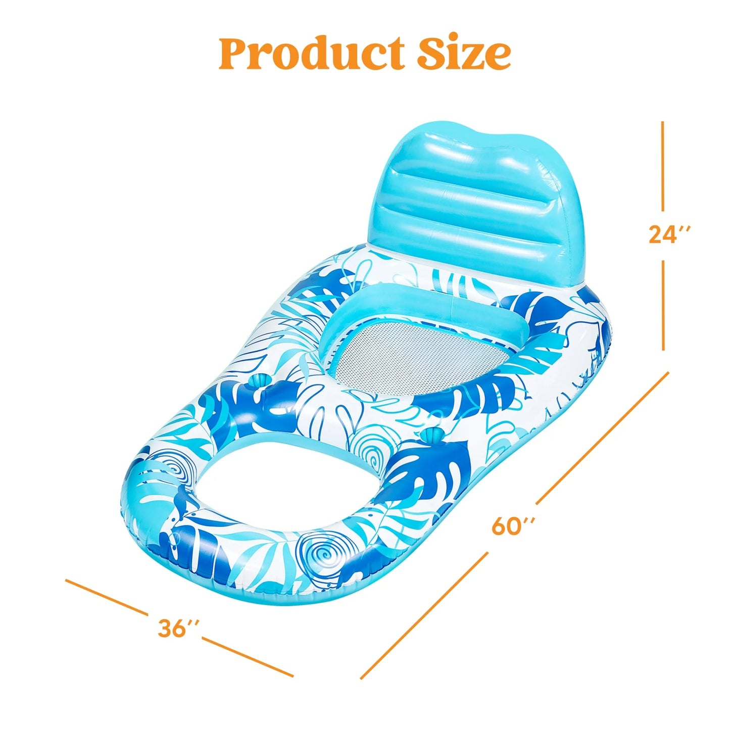 Syncfun Pool Lounge Float Adult, Inflatable Pool Floats Lounger Raft Floaties Water Floating Recliner Chair with Cup Holders Foot Rest Swimming Pool Floaty