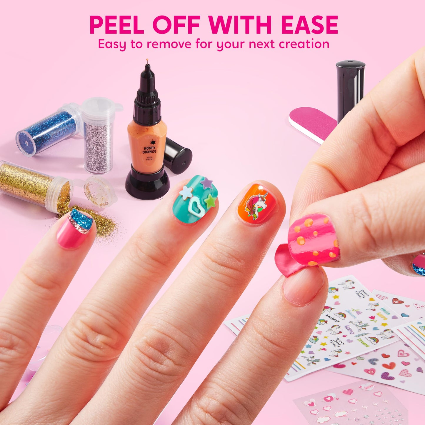 Gifts for 7 8 9 Year Old Girls, Nail Polish Art Kit for Kids, All-In-One Set for Nail Salon Game