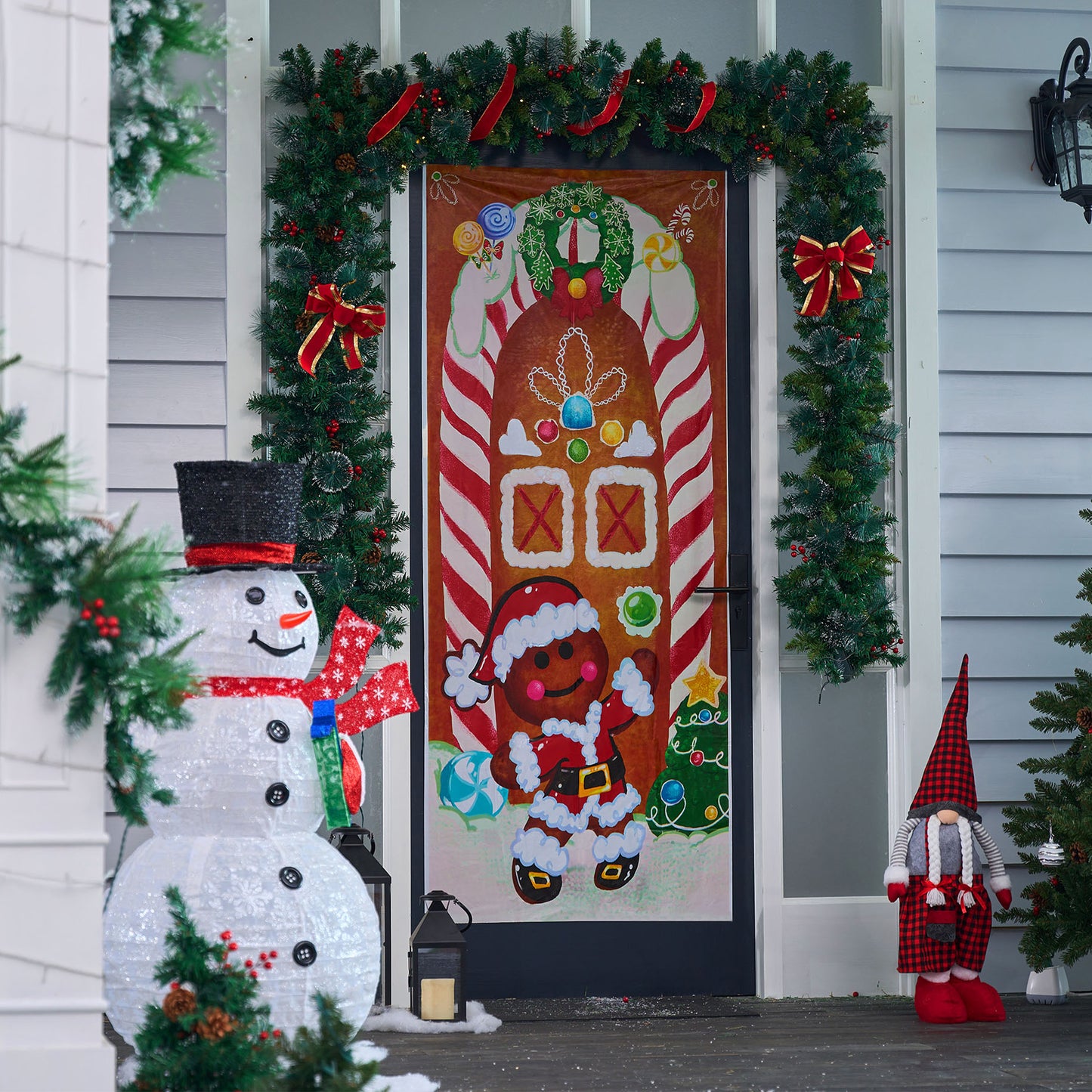 SYNCFUN Christmas Ginger Bread House Window Door Cover Winter Holiday Party Decoration 72X30 Inches