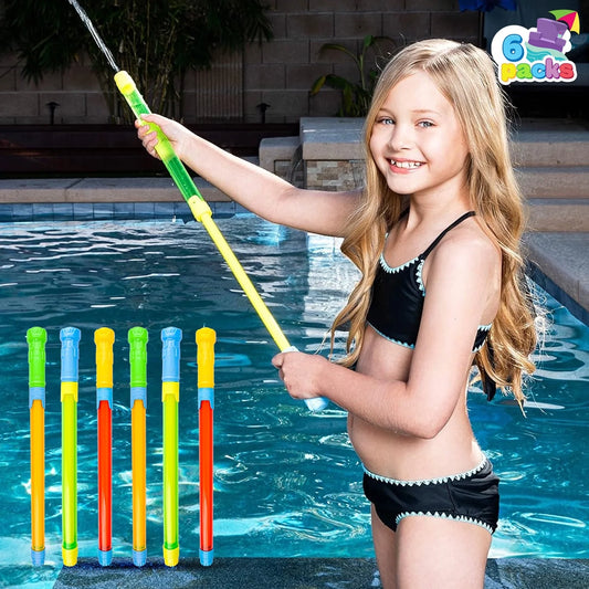 6 Packs Outdoor Water Guns, 16.5'' Summer Super Water Soaker Swimming Pool Toys for Kids and Adults