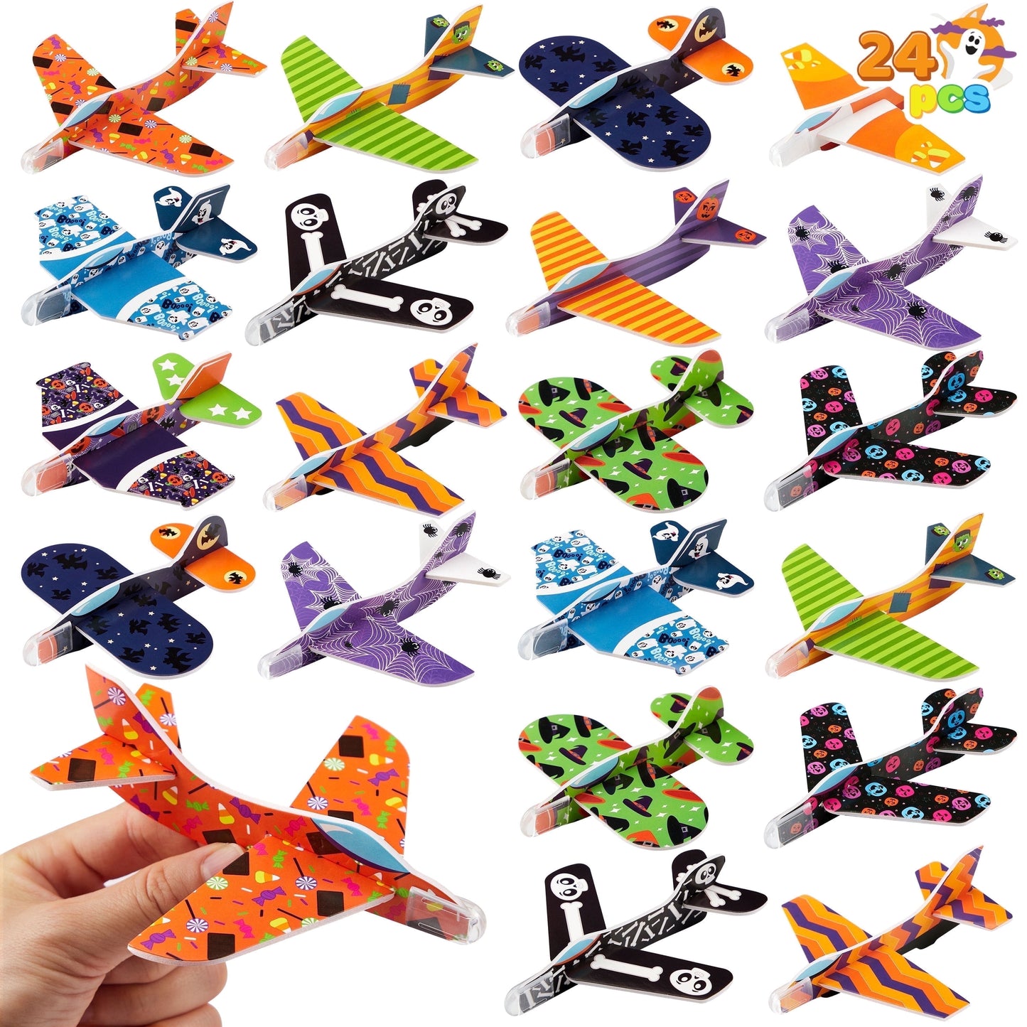 Joyfy 48 Pcs Halloween Foam Airplanes,12 Different Airplane Designs Halloween Toys Party Favors for Kids,Halloween Treat Bag Fillers