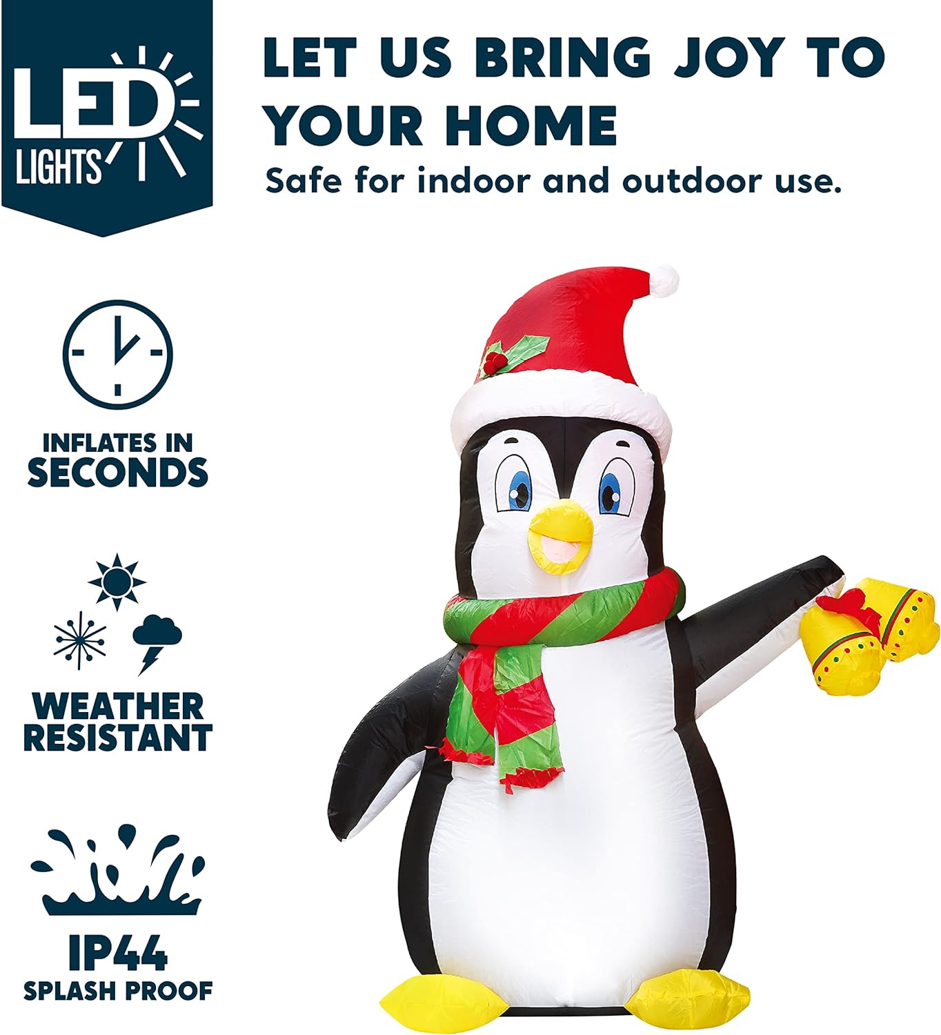 Joyfy 5 FT Christmas Inflatables Penguin Outdoor Decorations,Giant Christmas Blow Ups Yard with Built-in LEDs for Holiday Party Garden Lawn Decor